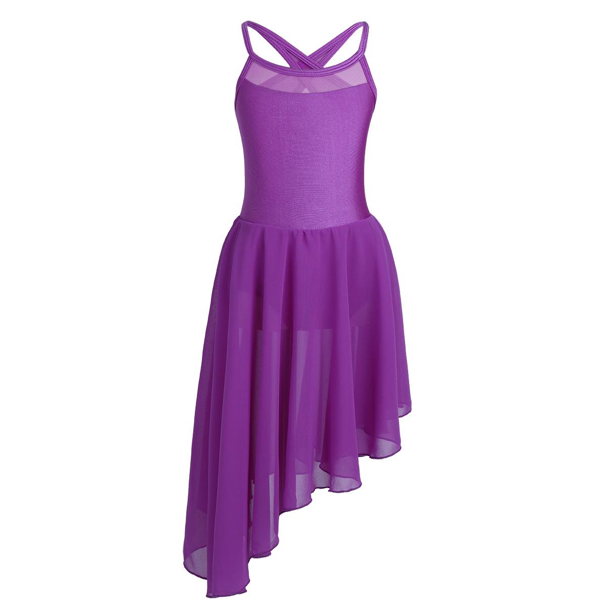 YOOJIA Kinderen meisjes mouwloze uitsparing terug lyrische hedendaagse dans leotard jurk latin dans kostuum 9-10 Years