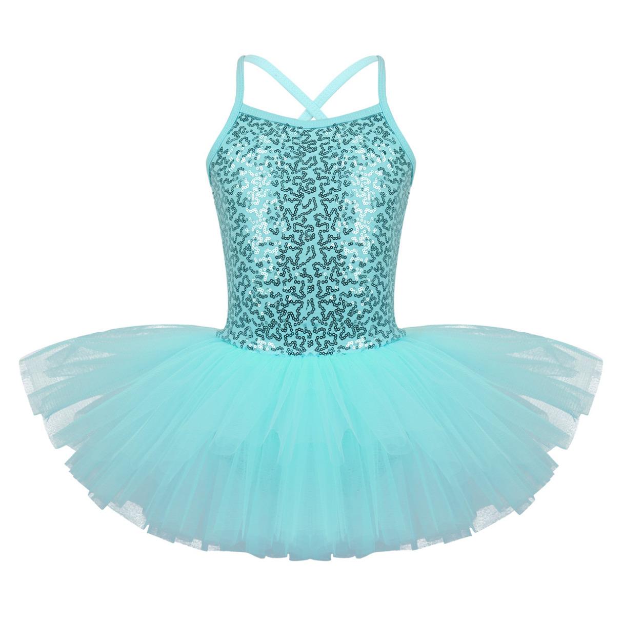 Yeahdor Kinderen Meisjes Ballerina Fee Prom Party Kostuum Lovertjes Zeemeermin Dans Jurk Dancewear Gymnastiek Turnpakje Ballet Tutu Jurk 3-4 Years