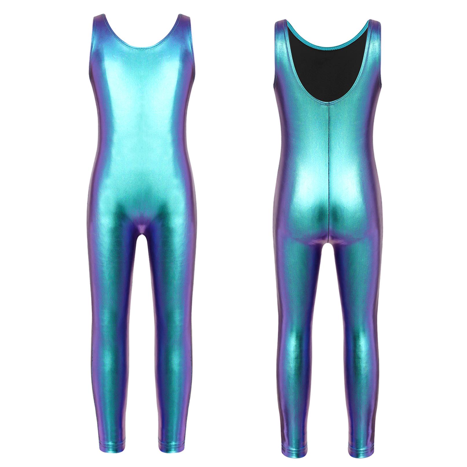 Ranrann Turnpakje voor meisjes Mouwloos glanzend balletdanspakje Atletische jumpsuit Unitard Dancewear 7-8 Years