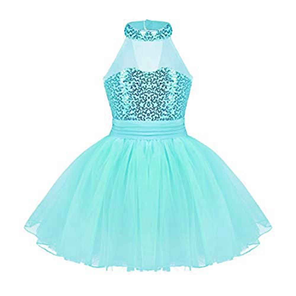 Aislor Meisjes Mouwloze Mock Hals Ballet Tutu Jurk Gymnastiek Turnpakje Dans Kleding Kids Kinderen Lovertjes Kostuum 4-5 Years