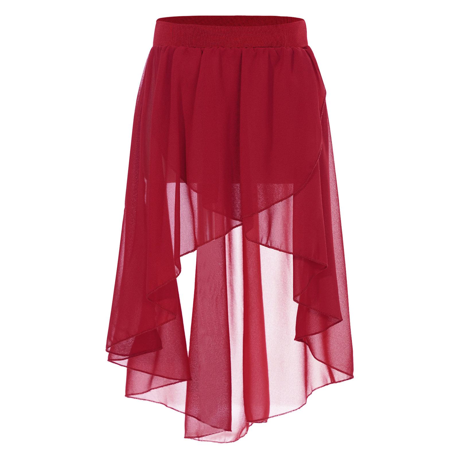Tiaobug Babymeisjes hoog-laag elastische tailleband chiffon rok voor ballet jazz dans studio oefenoptreden 11-12 Years