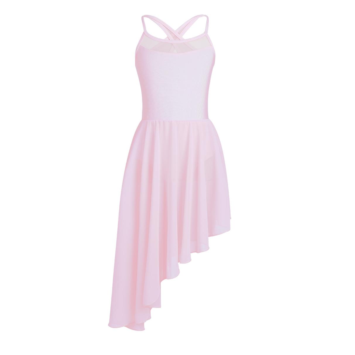 Ranrann Kinderen meisjes mouwloze chiffon ballroomjurk lyrische hedendaagse balletdans turnpakje jurk toneelkostuum 13-14 Years