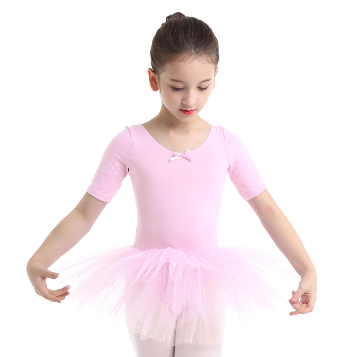 YOOJIA Balletjurk Kinderen Halve mouwen Katoen Dans Ballet Tutu Jurk Turnpakje Meisje Gymnastiek Danskleding Ballerina Feestkostuums 10-12 Years