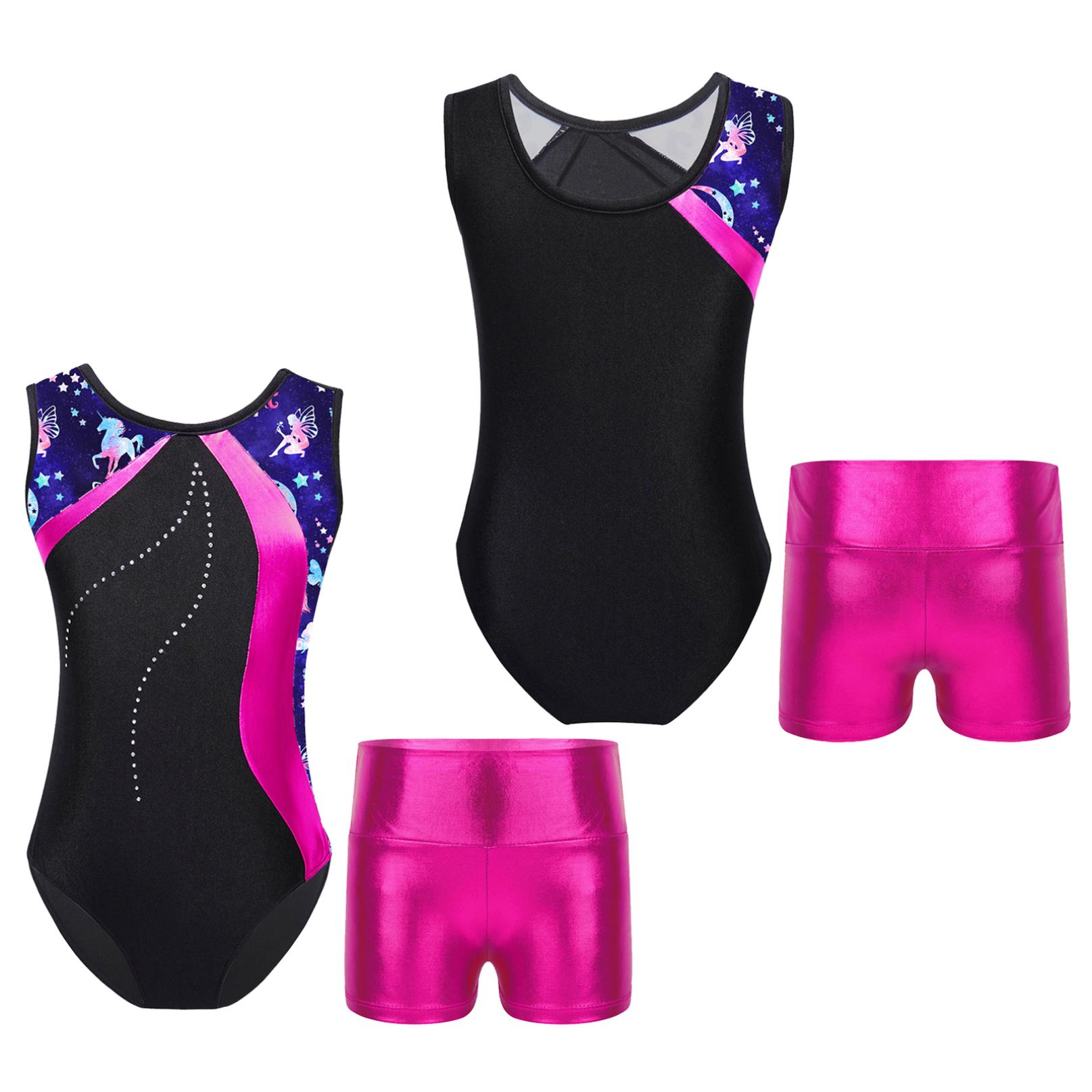 Inhzoy Meisjes ballet gymnastiek maillots met shorts luipaardprint biketards 3-4 Years