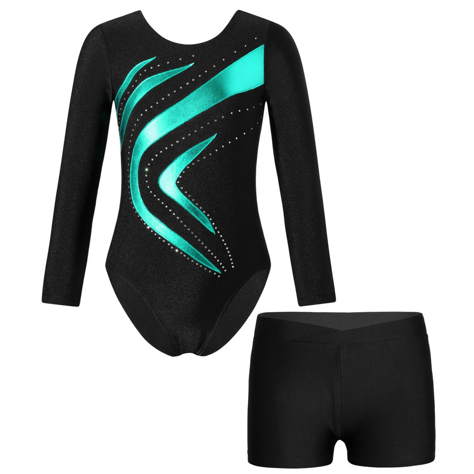 WinYing Gymnastiekpakje voor meisjes Danspakje met lange mouwen Ballet Schaatsen Prestatiekostuum Stage Dancewear 7-8 Years