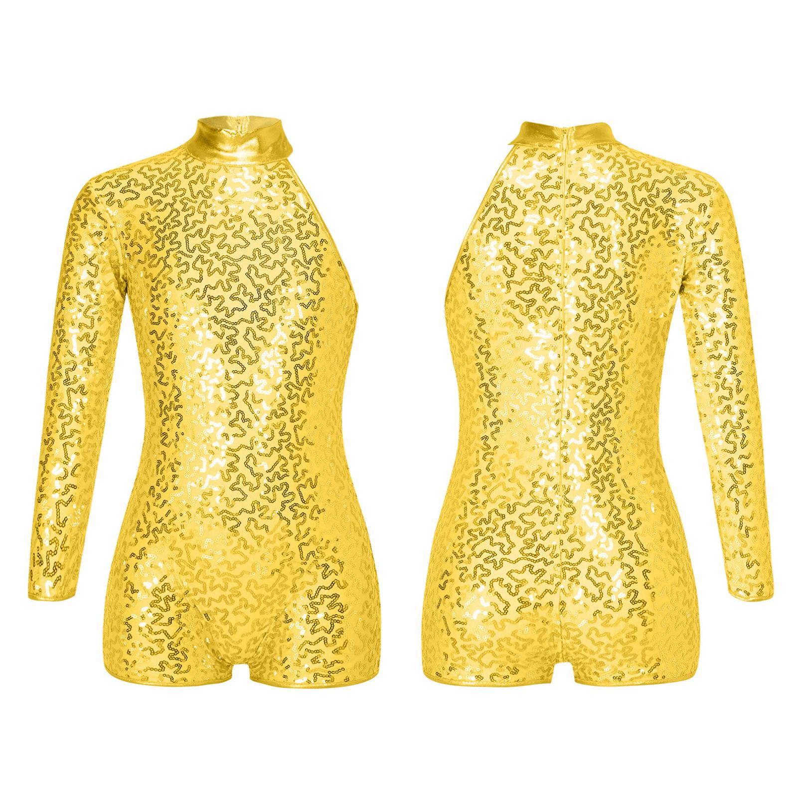 HULIJA Kinderen meisjes pailletten enkele lange mouwen ballet gymnastiek turnpakje biketard unitard jazz latin dans bodysuit danskleding 5-6 Years