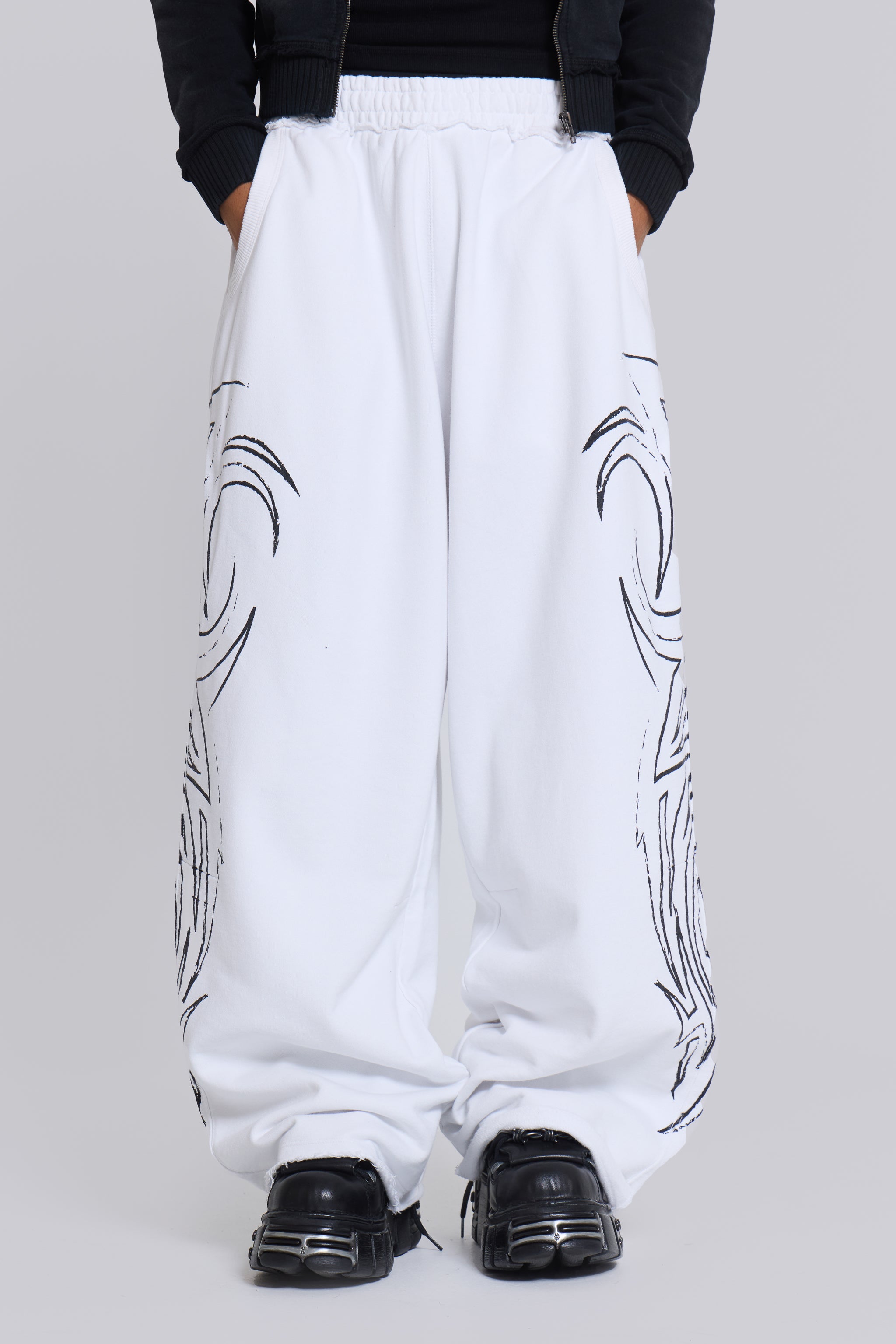 Jaded Man White Baggy Blade Joggers