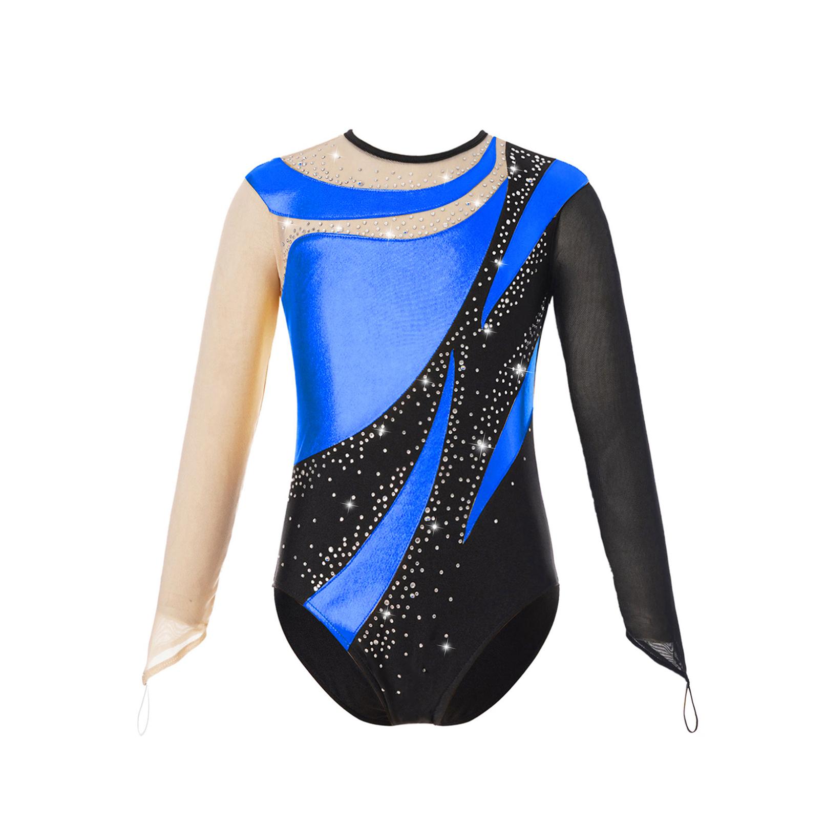 Yeahdor Meisjes gymnastiek turnpakje met lange mouwen, eendelige outfits, balletdansbodysuit, danskleding 7-8 Years