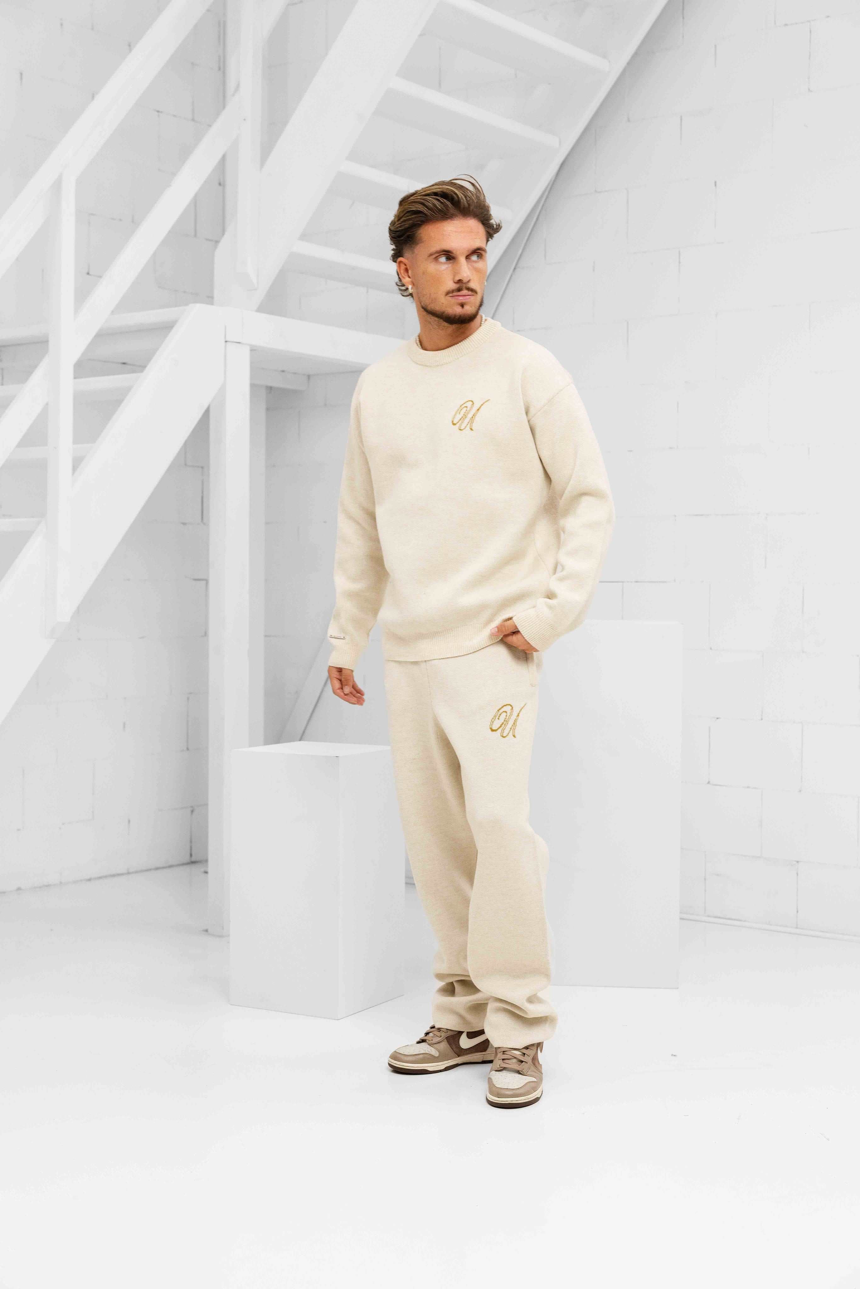 24 Uomo Knitted Trainingspak Heren Sand/Khaki