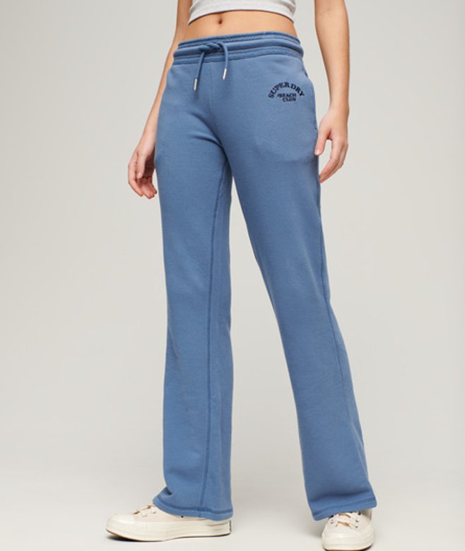 Superdry Athletic Essentials Joggingbroek met Lage Taille en Wijde Pijpen Blauw