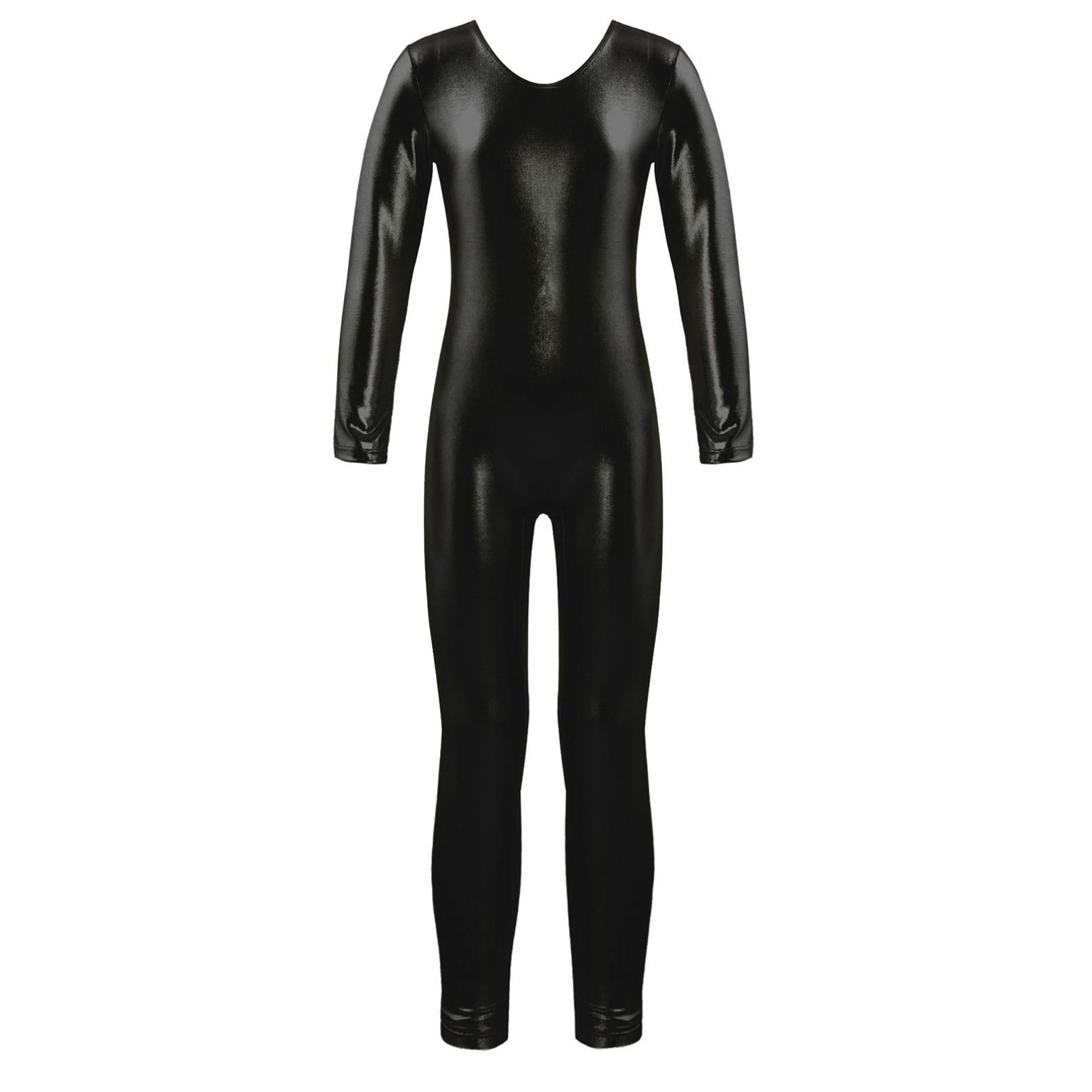 Tiaobug Kinderen Meisjes Stijlvolle Kleding Lange Mouwen Ballet Dans Gymnastiek Turnpakje Jumpsuit Dancewear 5-6 Years zwart
