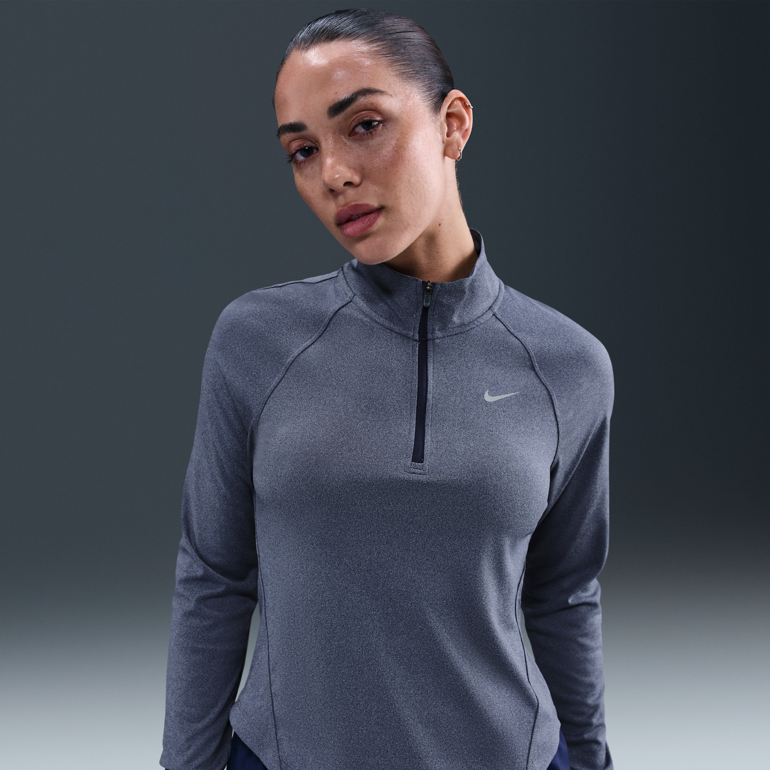 Nike Tempo Dri-FIT hardlooptop met korte rits voor dames - Blauw