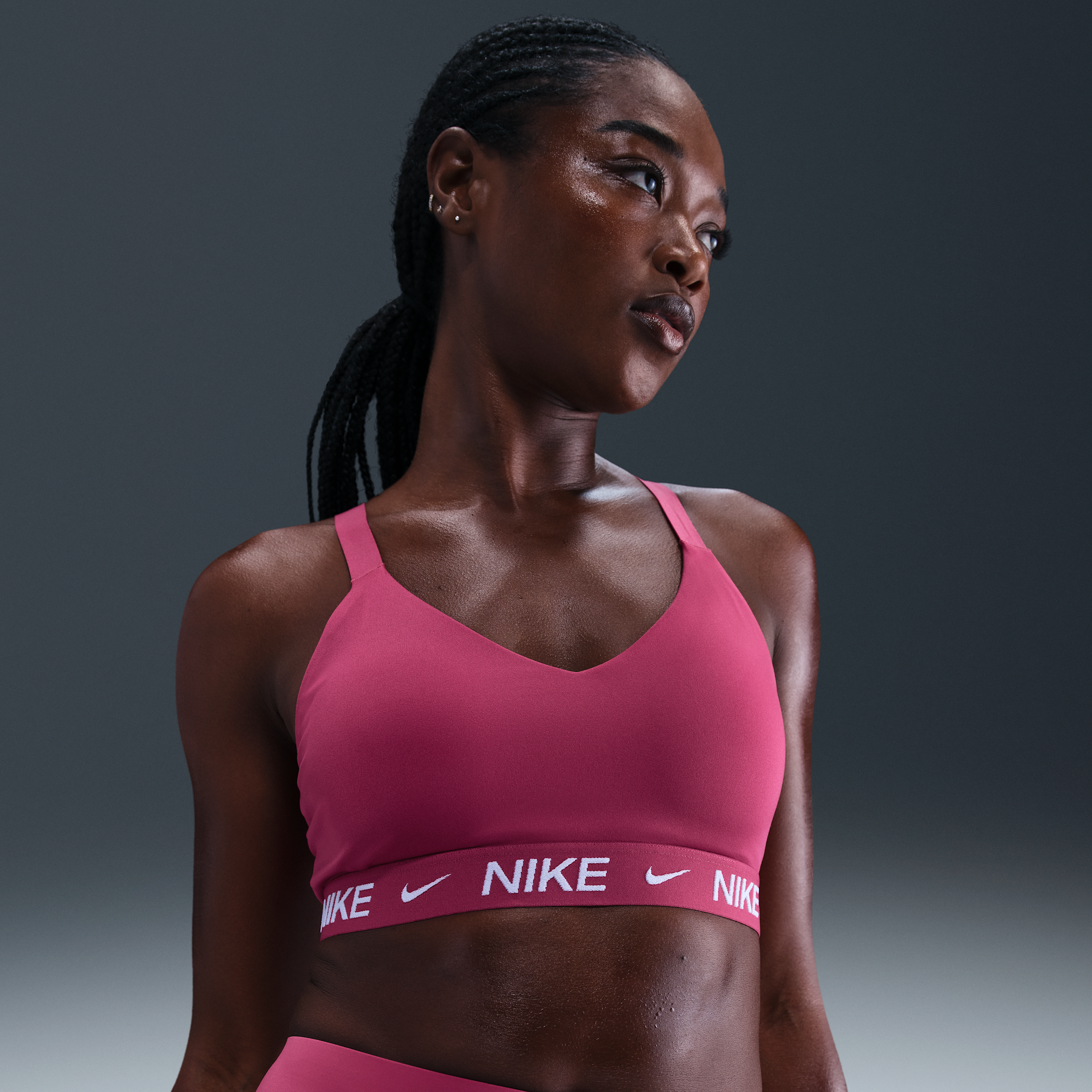 Nike Indy Medium Support padded verstelbare sport-bh - Paars