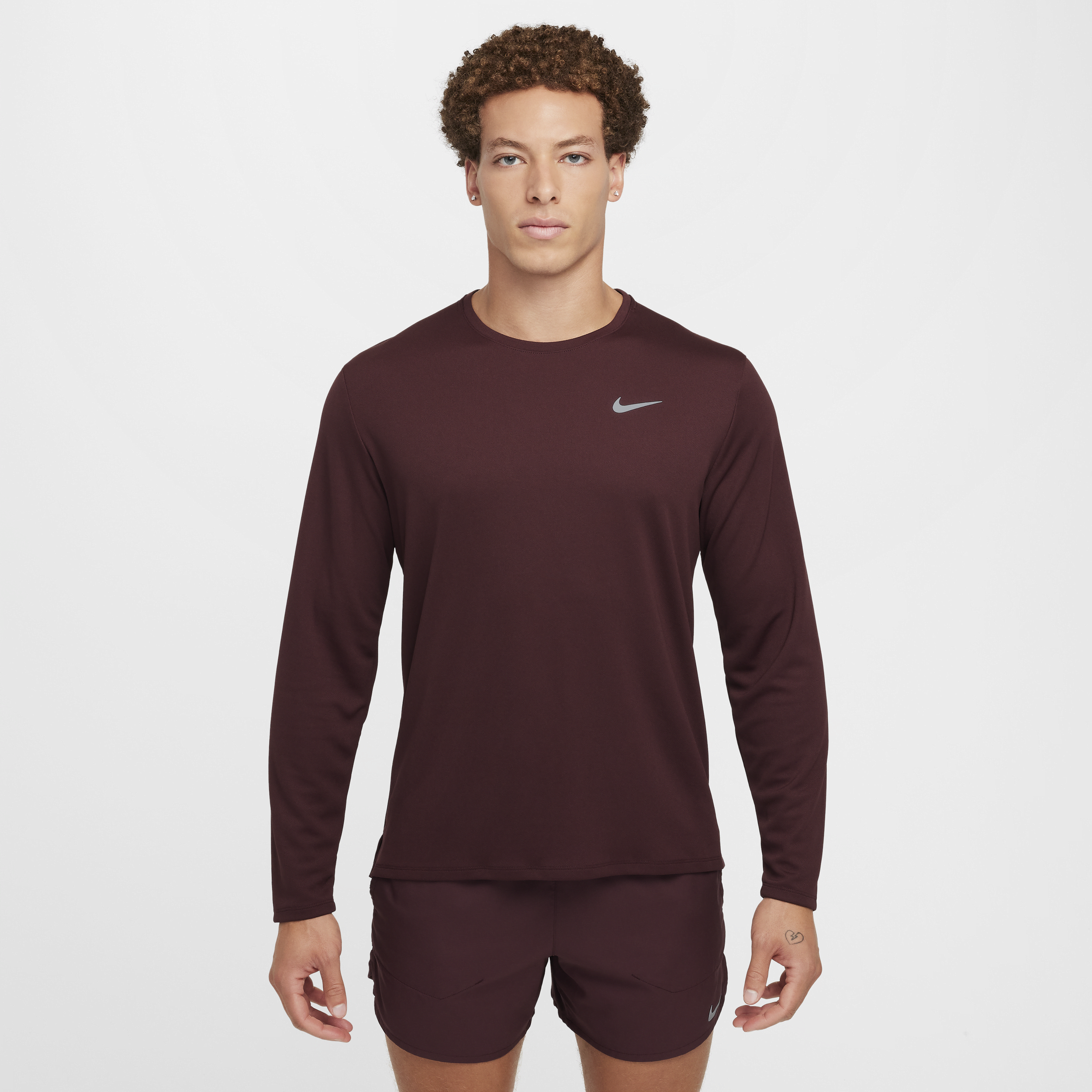 Nike Miler UV-hardlooptop met lange mouwen en Dri-FIT voor heren - Rood