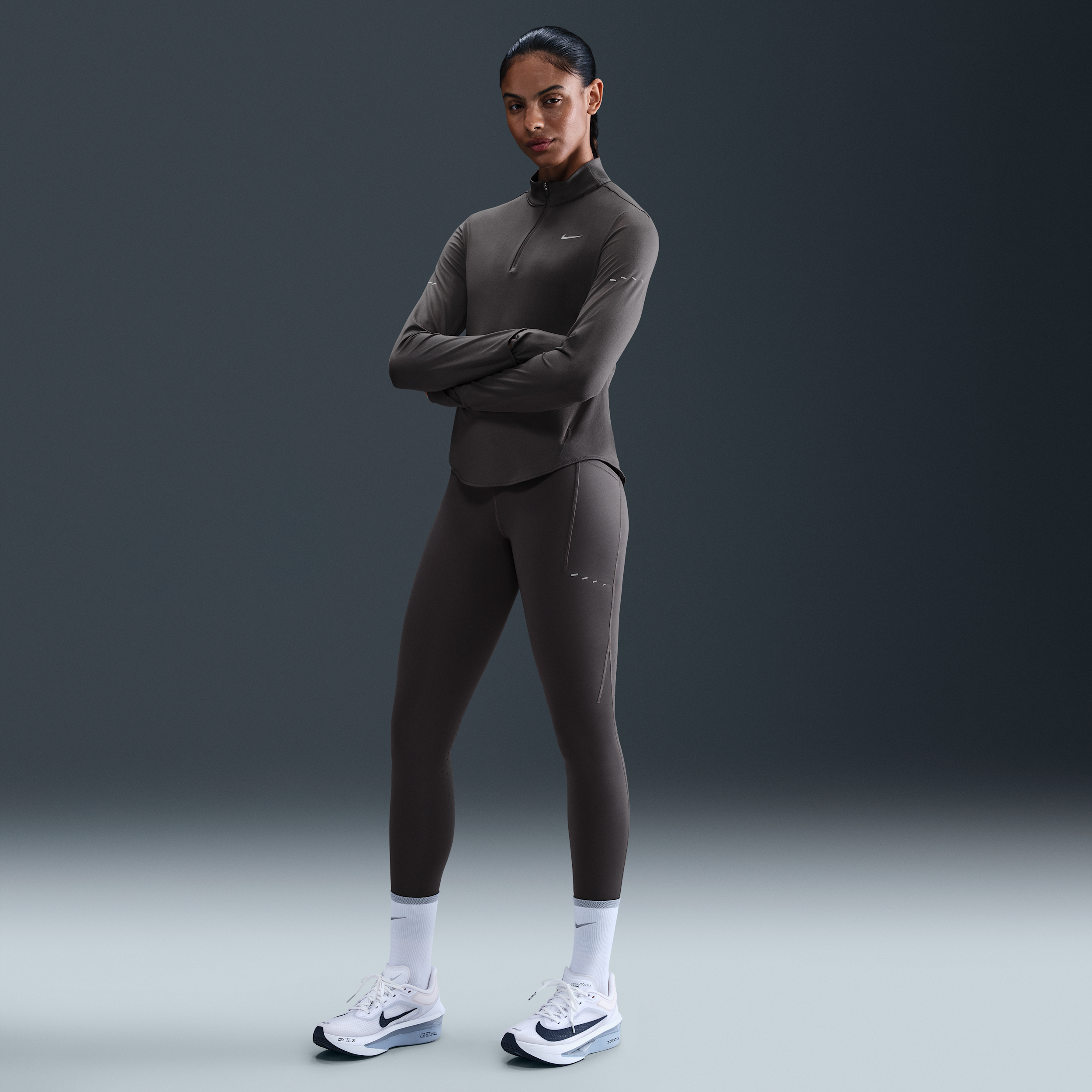 Nike Swift 7/8-hardlooplegging met hoge taille en zakken voor dames - Grijs
