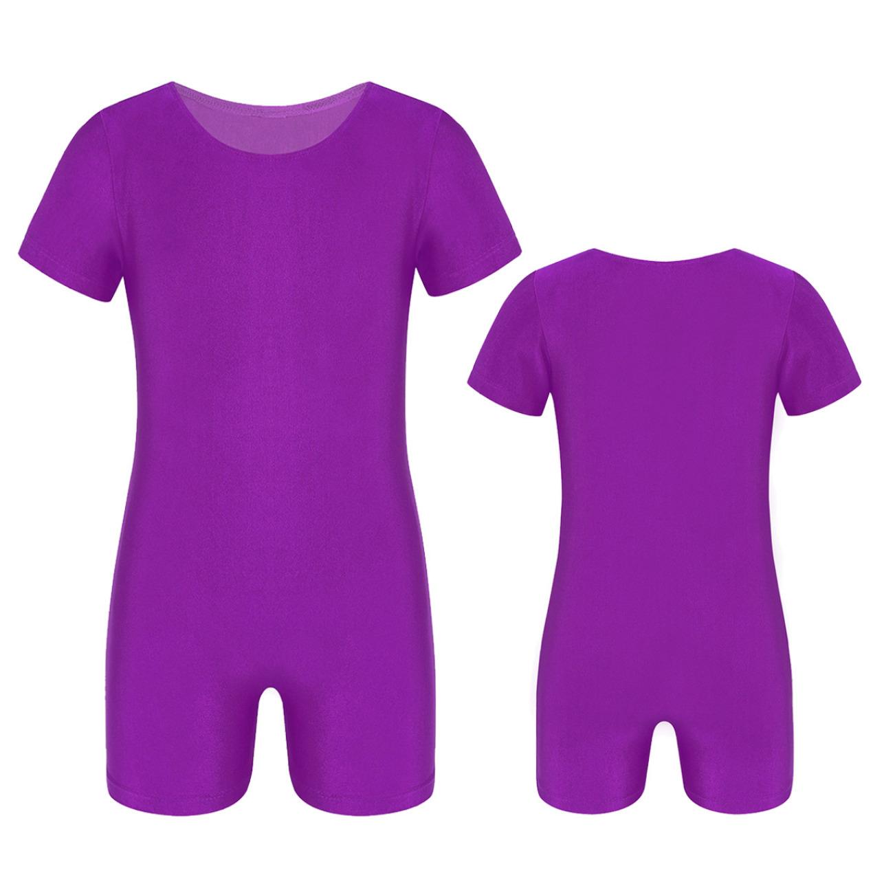 IEFiEL Kinderen jongens meisjes een stuk actieve korte mouwen gymnastiek-oefening jumpsuit balletdans hardlopen workout bodysuit 12-14 Years