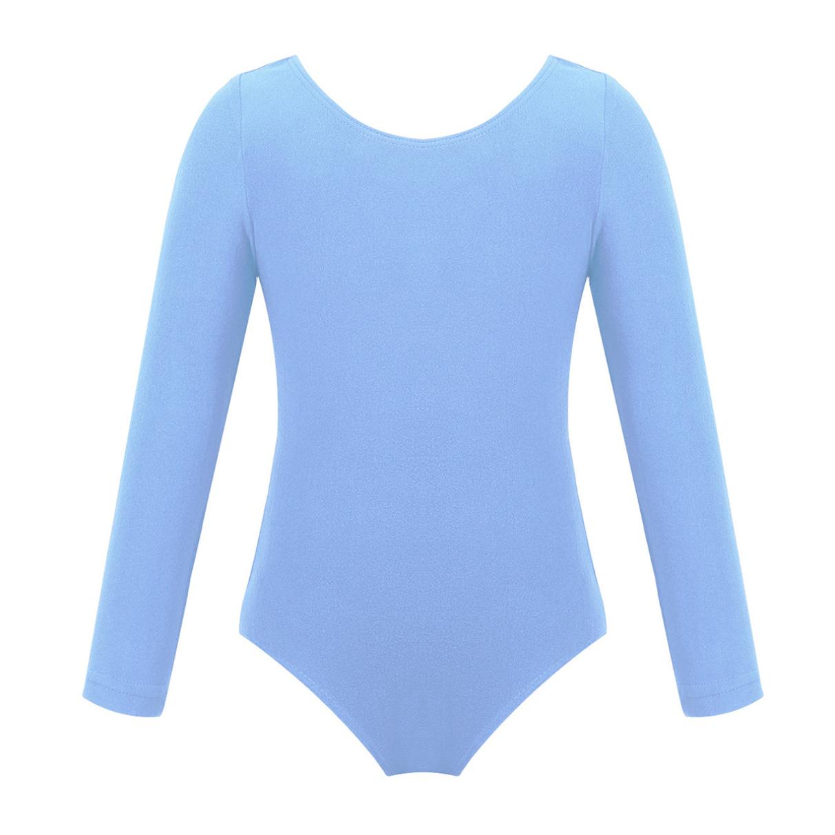 YONGHS Kinderen Meisjes Lange Mouwen Rekbare Gym Ballet Dans Leotard Danskleding Kostuum 11-12 Years blauw