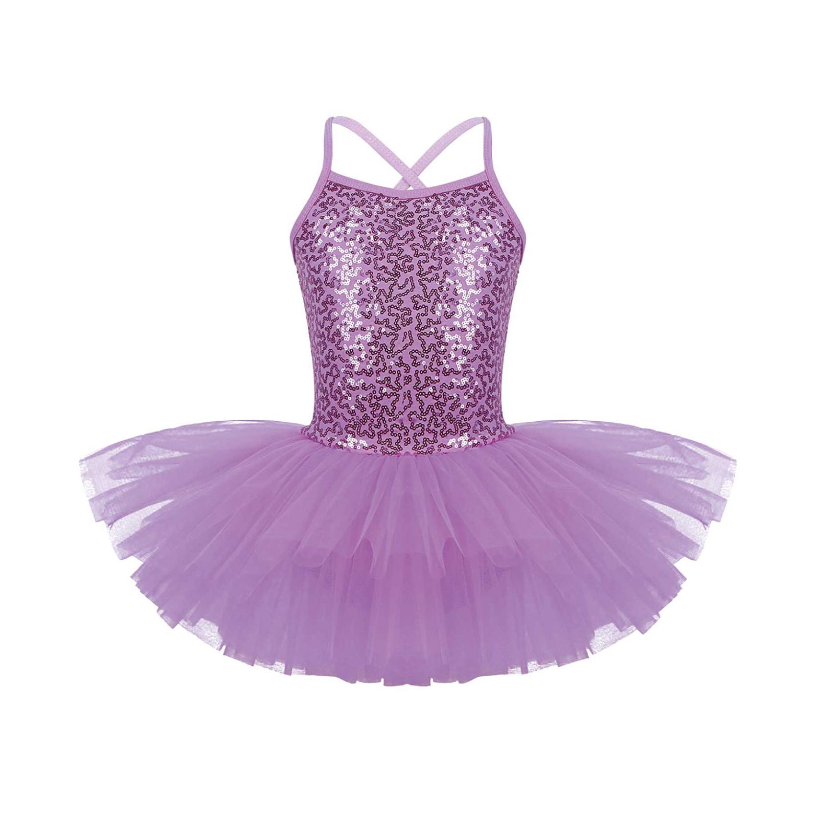 IEFiEL Kinderen Meisjes Lovertjes Hemdje Ballet Tutu Jurk Rok Turnpakje Ballerina Glinsterende Danskostuums 4-5 Years