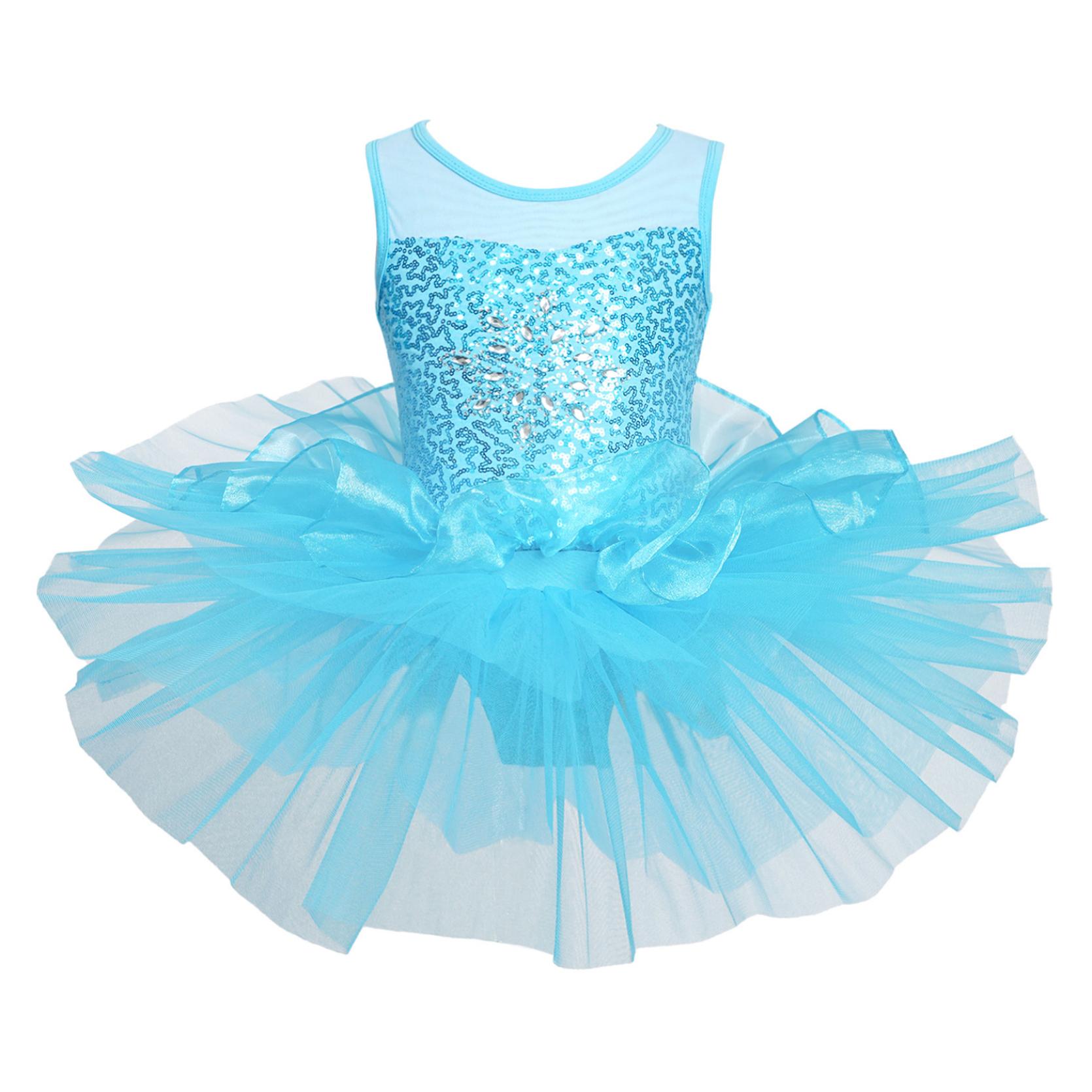 IEFiEL Kinderen Meisjes Dans Jurk Mouwloos Ballet Turnpakje Tutu Jurk Mesh Splice Jurk Gymnastiek Maillots 5-6 Years