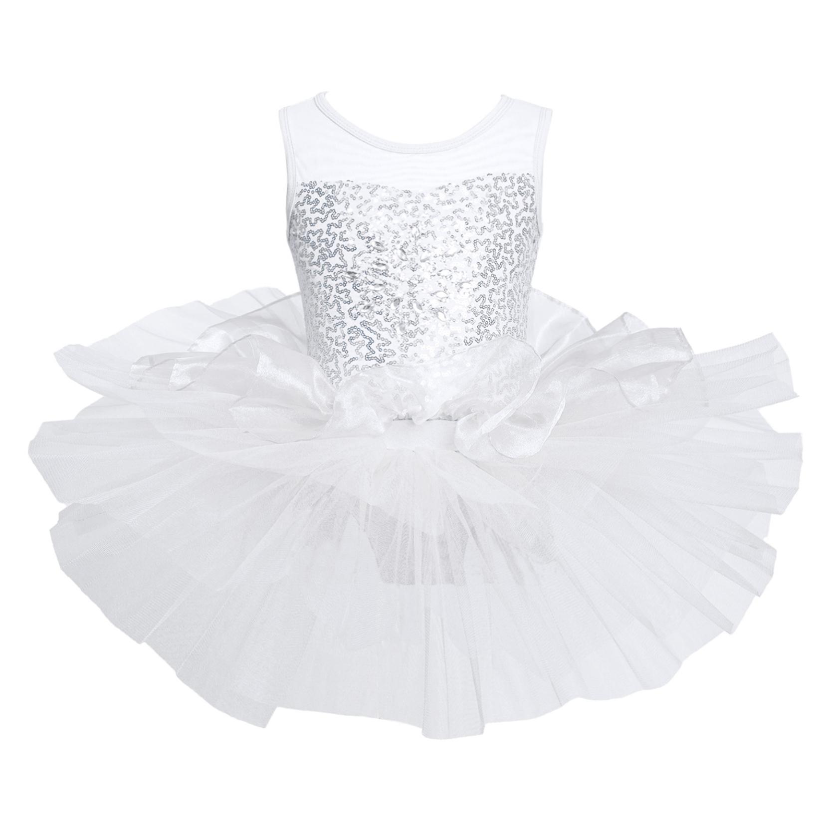 IEFiEL Kinderen Meisjes Dans Jurk Mouwloos Ballet Turnpakje Tutu Jurk Mesh Splice Jurk Gymnastiek Maillots 3-4 Years
