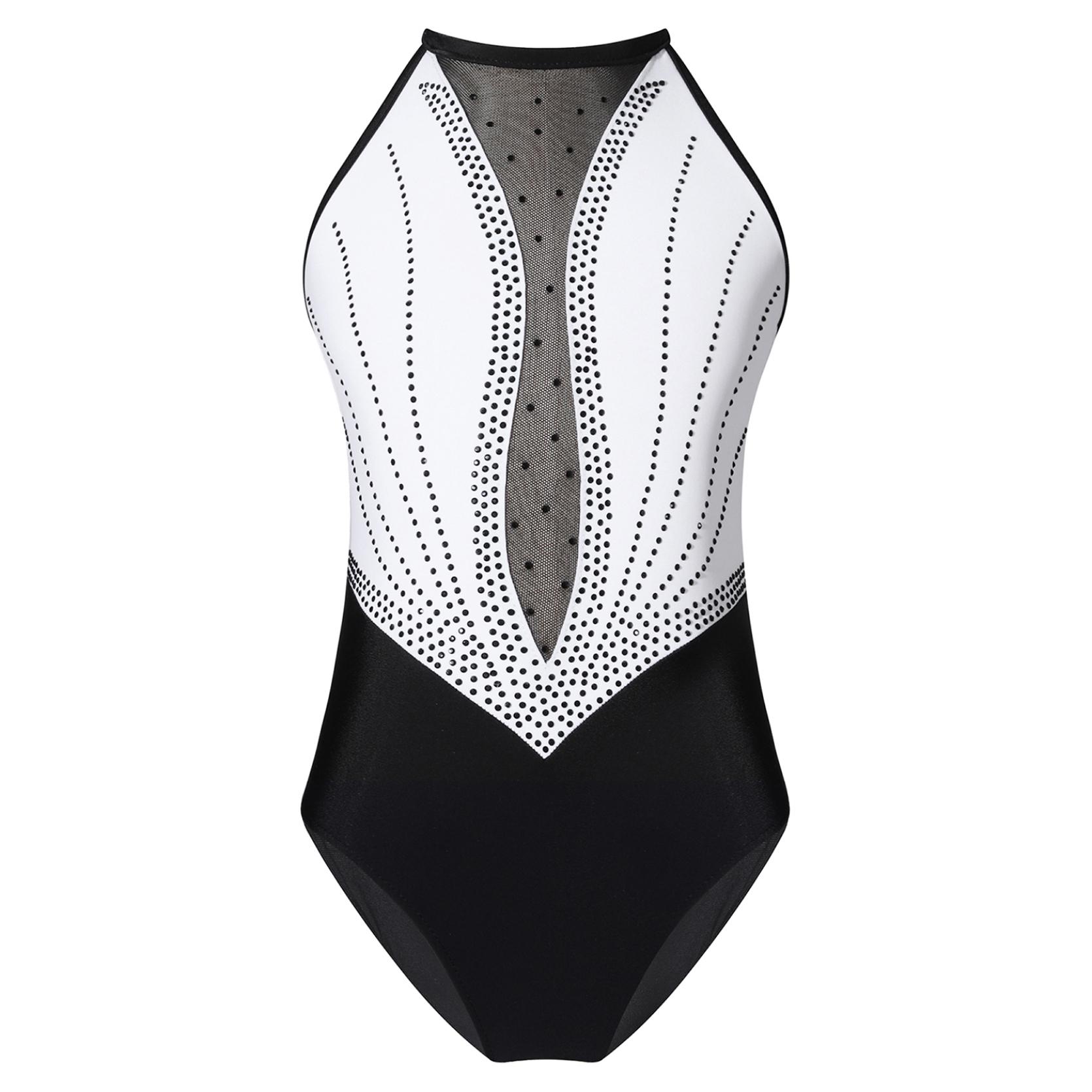 IEFiEL Kinderen meisjes ballet dans turnpakje mouwloze gymnastiek workout bodysuit glanzende strass backless danskostuums 5-6 Years wit