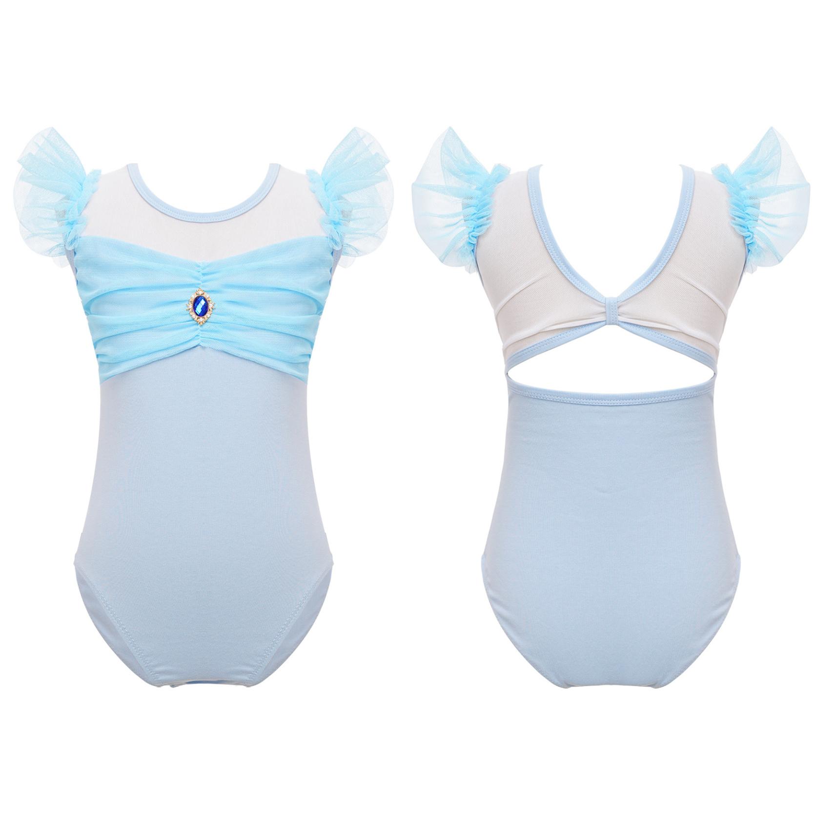 IEFiEL Ballet maillots voor meisjes kinderen vliegende mouwen dans bodysuit ballerina gymnastiek turnpakje 9-10 Years