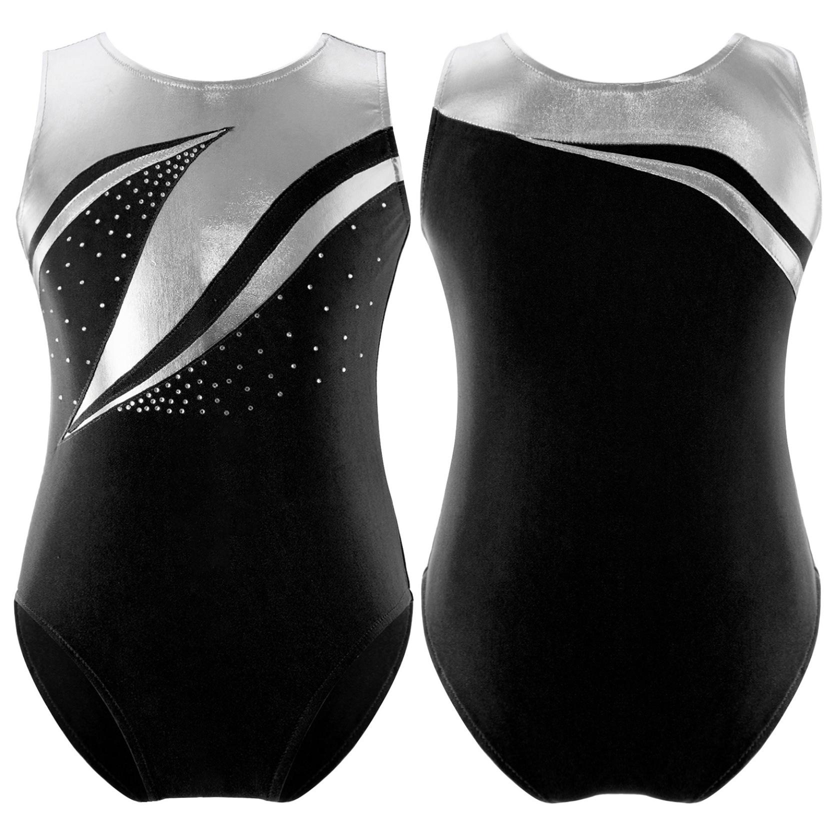IEFiEL 2 Meisjes Gymnastiek Maillots Glanzend Strass Bronzing Doek Danskleding Eéndelig Schaatsbodysuit 11-12 Years