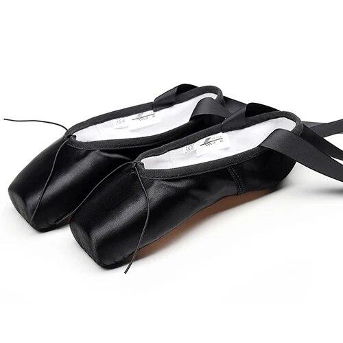 Saiya shoe Professionele balletpointe-schoenen canvas satijn roze zwart rode ballerina voor dansvoorstelling met teenkussen 45