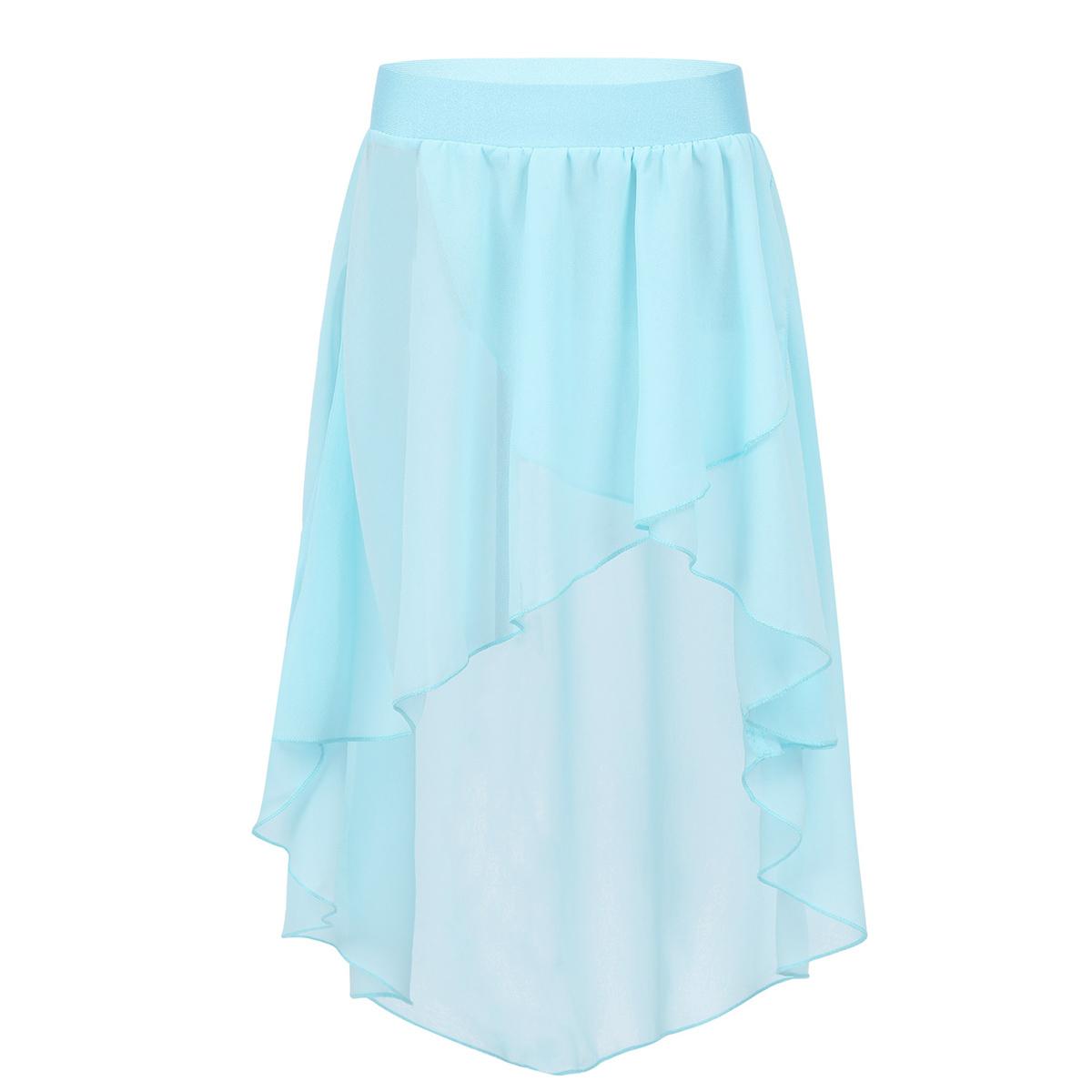 IEFiEL Babymeisjes hoog-laag elastische tailleband chiffon rok voor ballet jazz dans studio oefenoptreden 11-12 Years