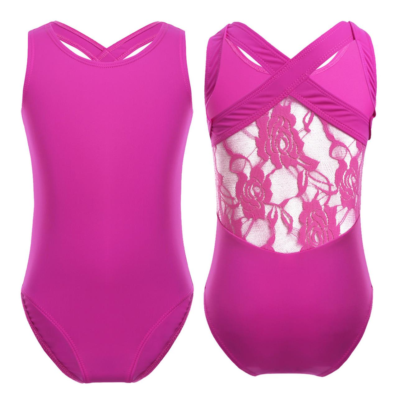 IEFiEL Kinderen Meisjes Dubbele Bandjes Mouwloos Gymnastiek Ballet Turnpakje Jumpsuit Atletische Danskleding Tank Tops Outfits 3-4 Years rozerode kleur