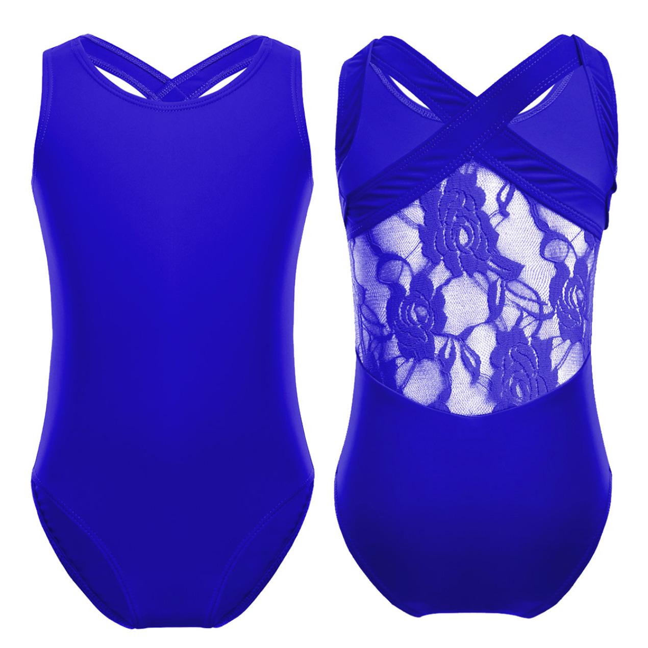 IEFiEL Kinderen Meisjes Dubbele Bandjes Mouwloos Gymnastiek Ballet Turnpakje Jumpsuit Atletische Danskleding Tank Tops Outfits 8-10 Years blauw