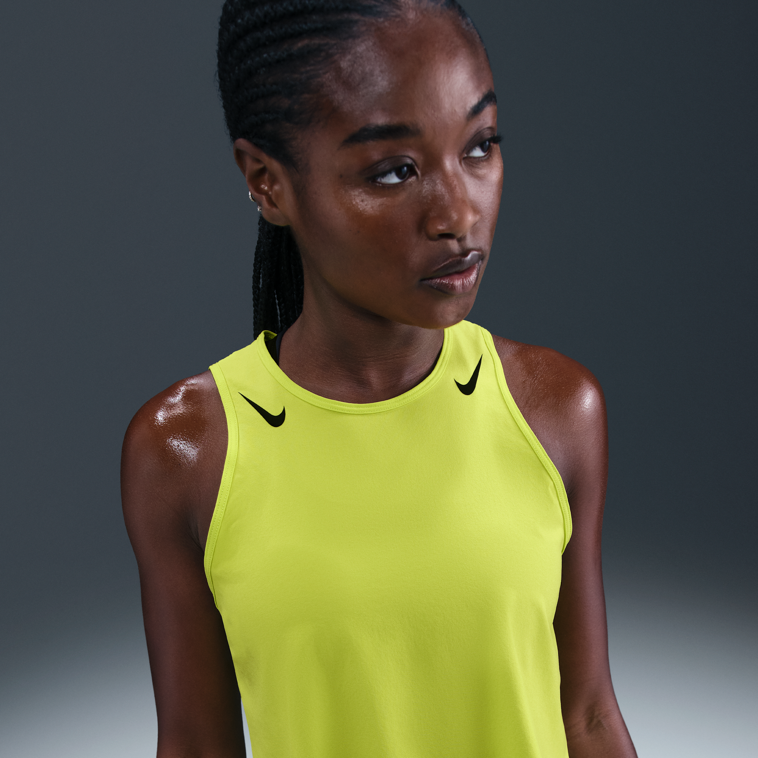 Nike AeroSwift Dri-FIT ADV korte hardlooptanktop voor dames - Groen