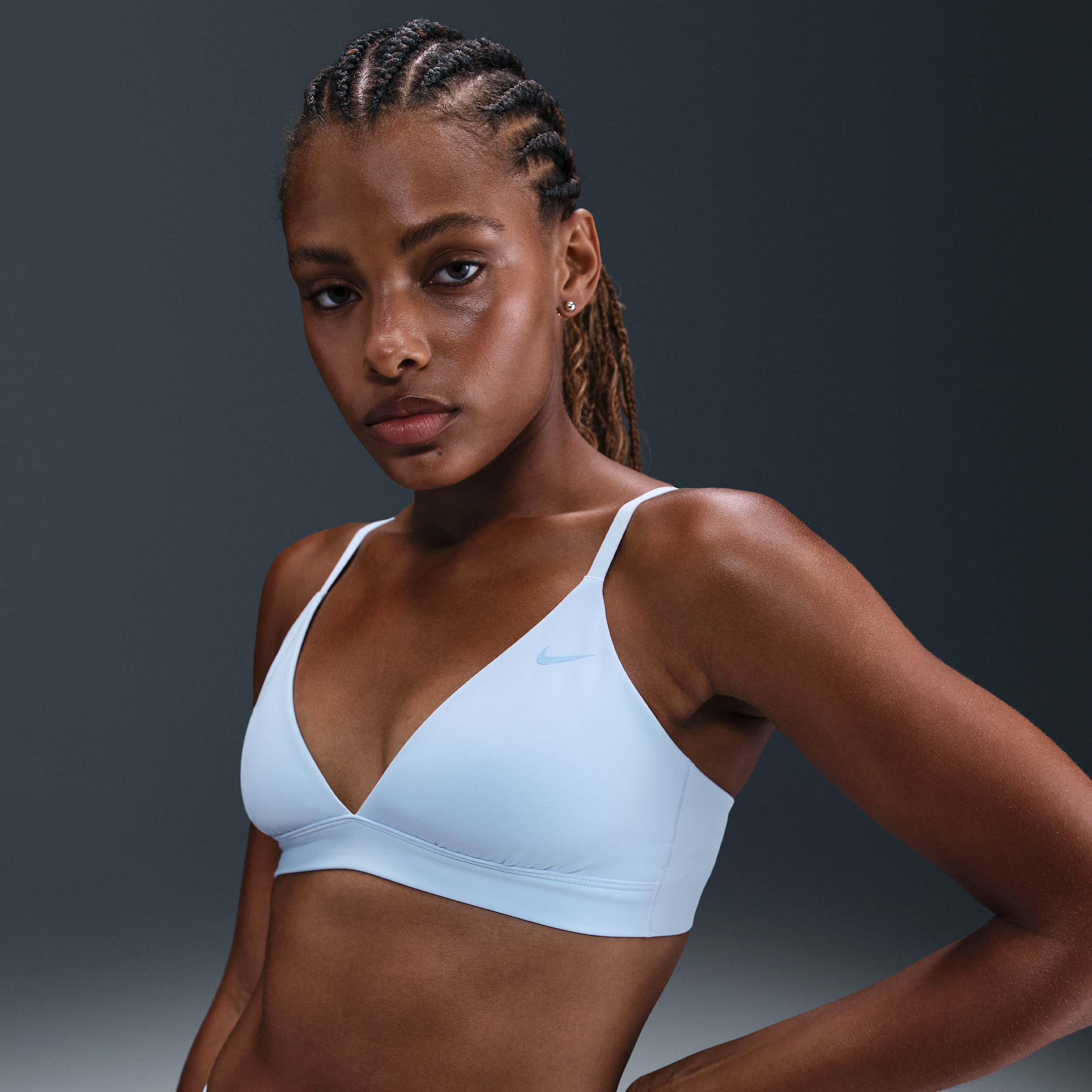 Nike Form non-padded triangle sport-bh met lichte ondersteuning - Blauw