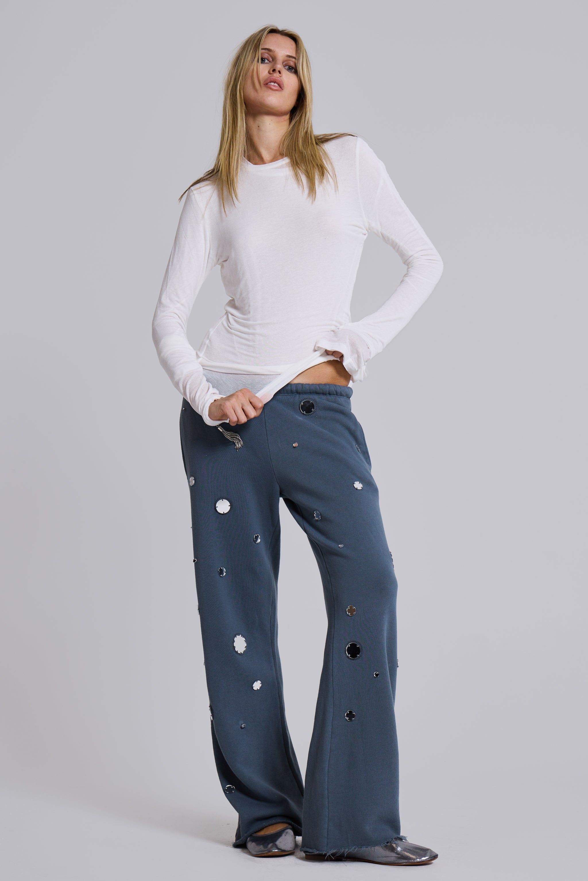 Jaded London Tarra Embellished Slouchy Bootcut Jogger