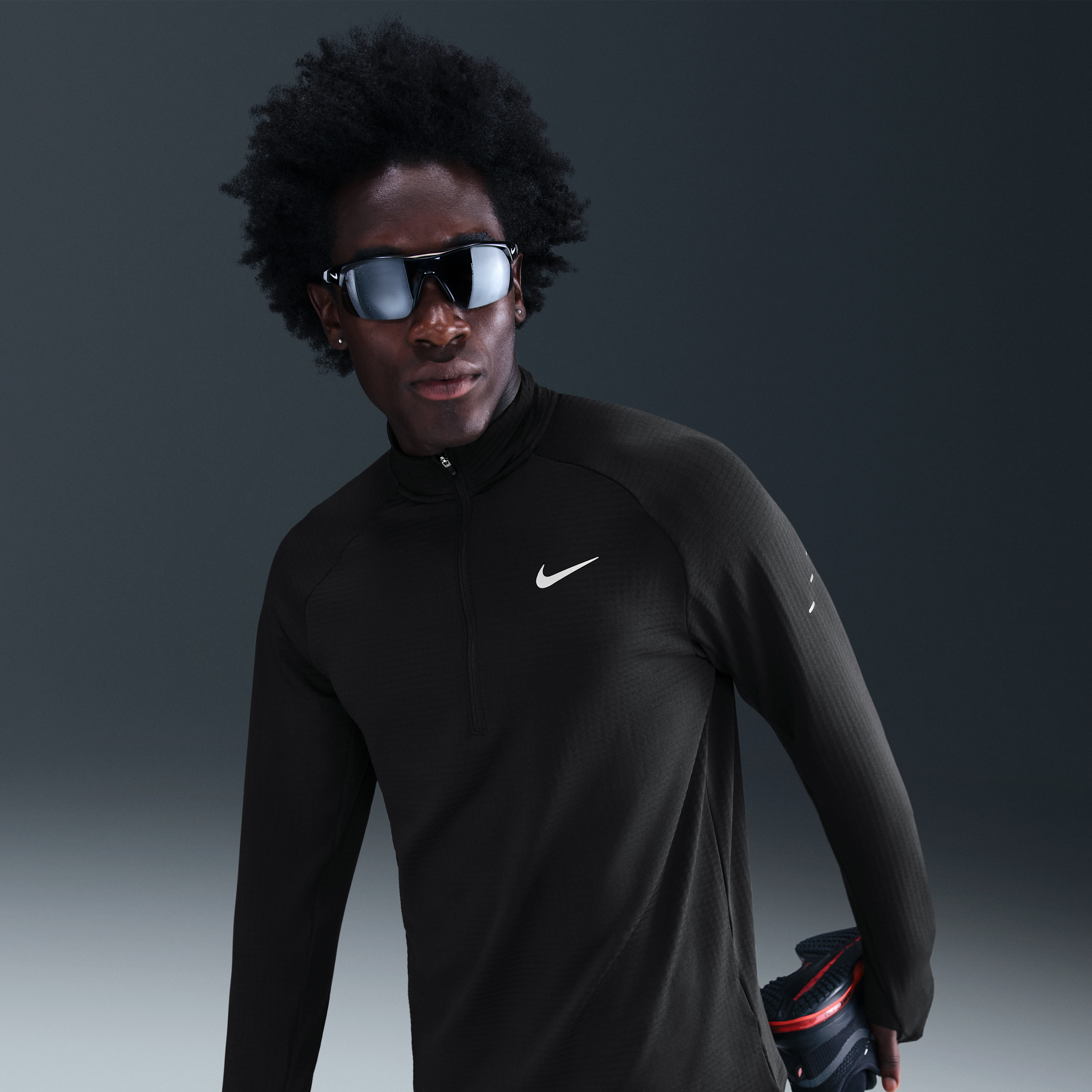 Nike Stride Therma-FIT Repel hardlooptop met halflange rits voor de winter voor heren - Zwart