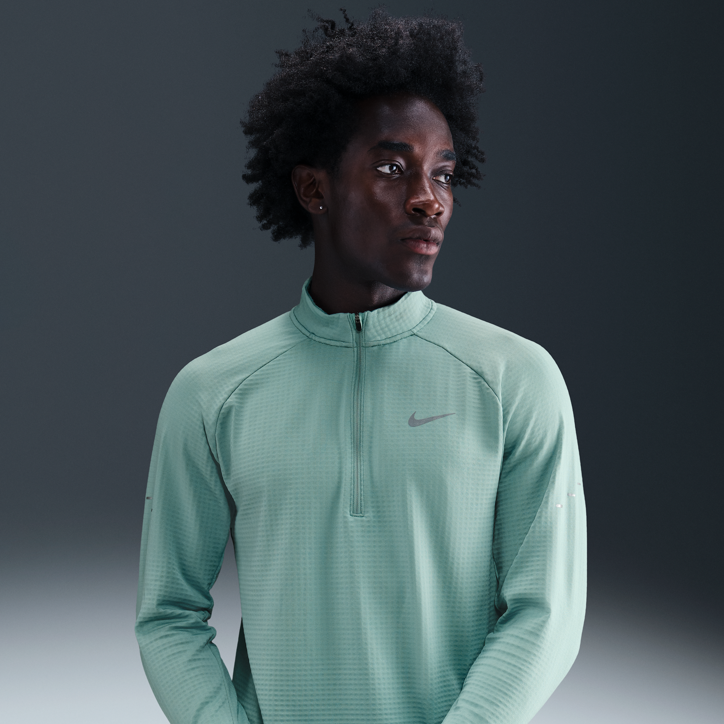 Nike Stride Therma-FIT Repel hardlooptop met halflange rits voor de winter voor heren - Groen