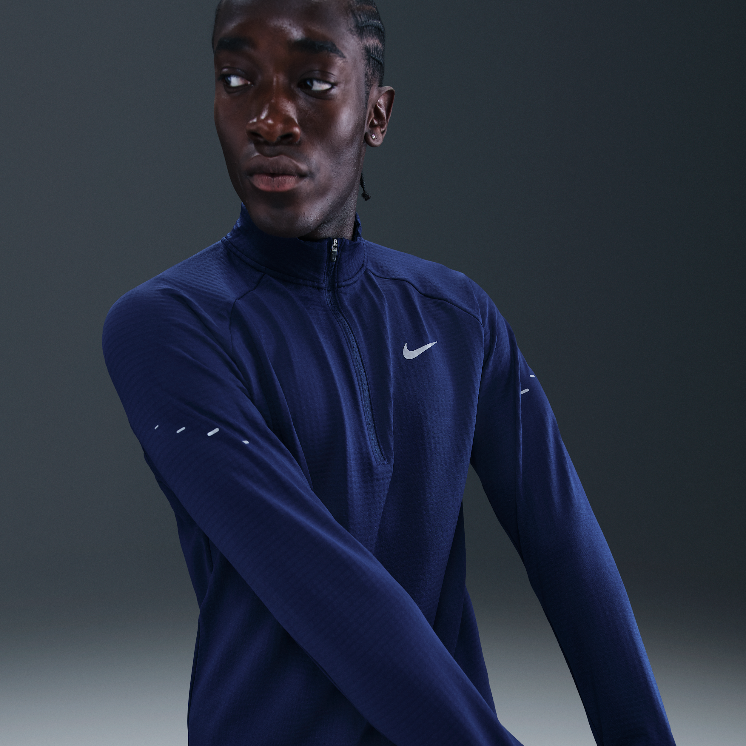Nike Stride Therma-FIT Repel hardlooptop met halflange rits voor de winter voor heren - Blauw
