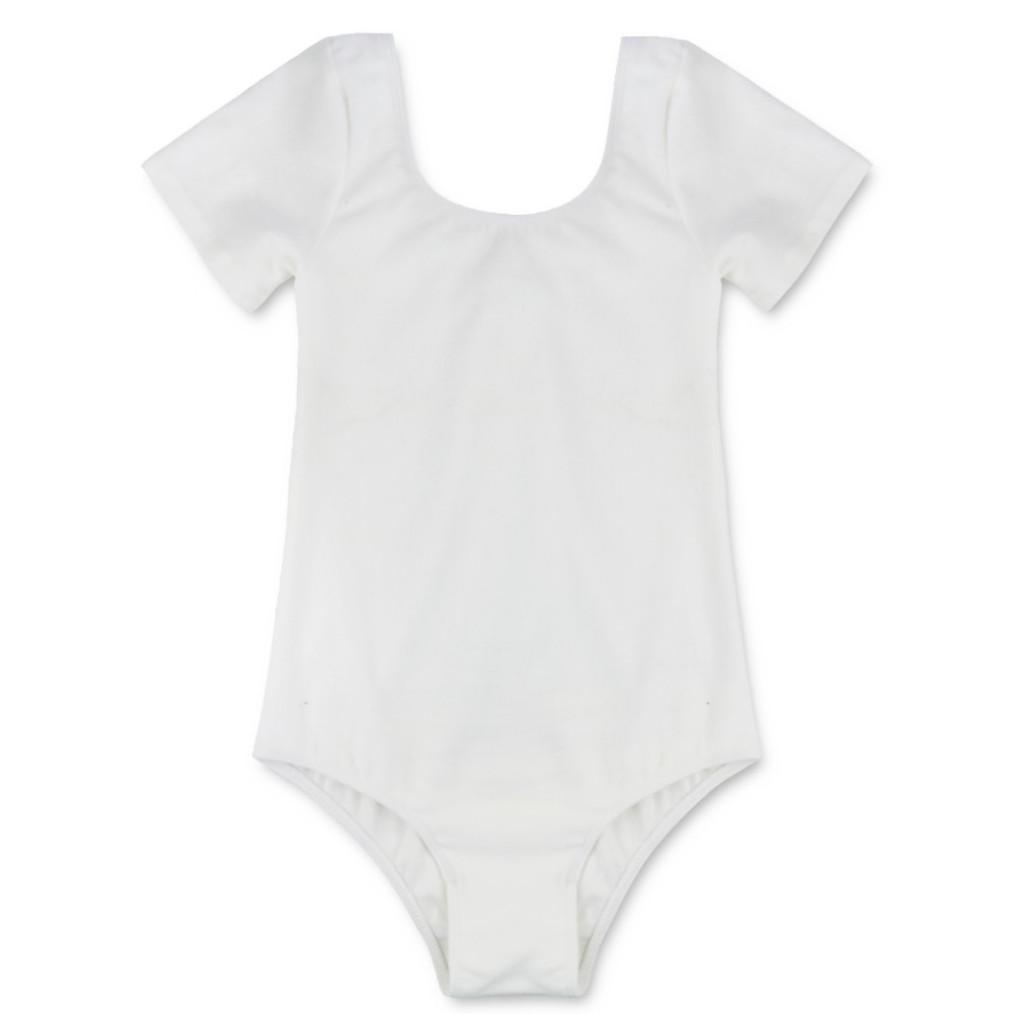 YONGHS Little Big Girls Classic Korte Mouwen Leotard voor Ballet Dans Gymnastiek 12-14 Years wit