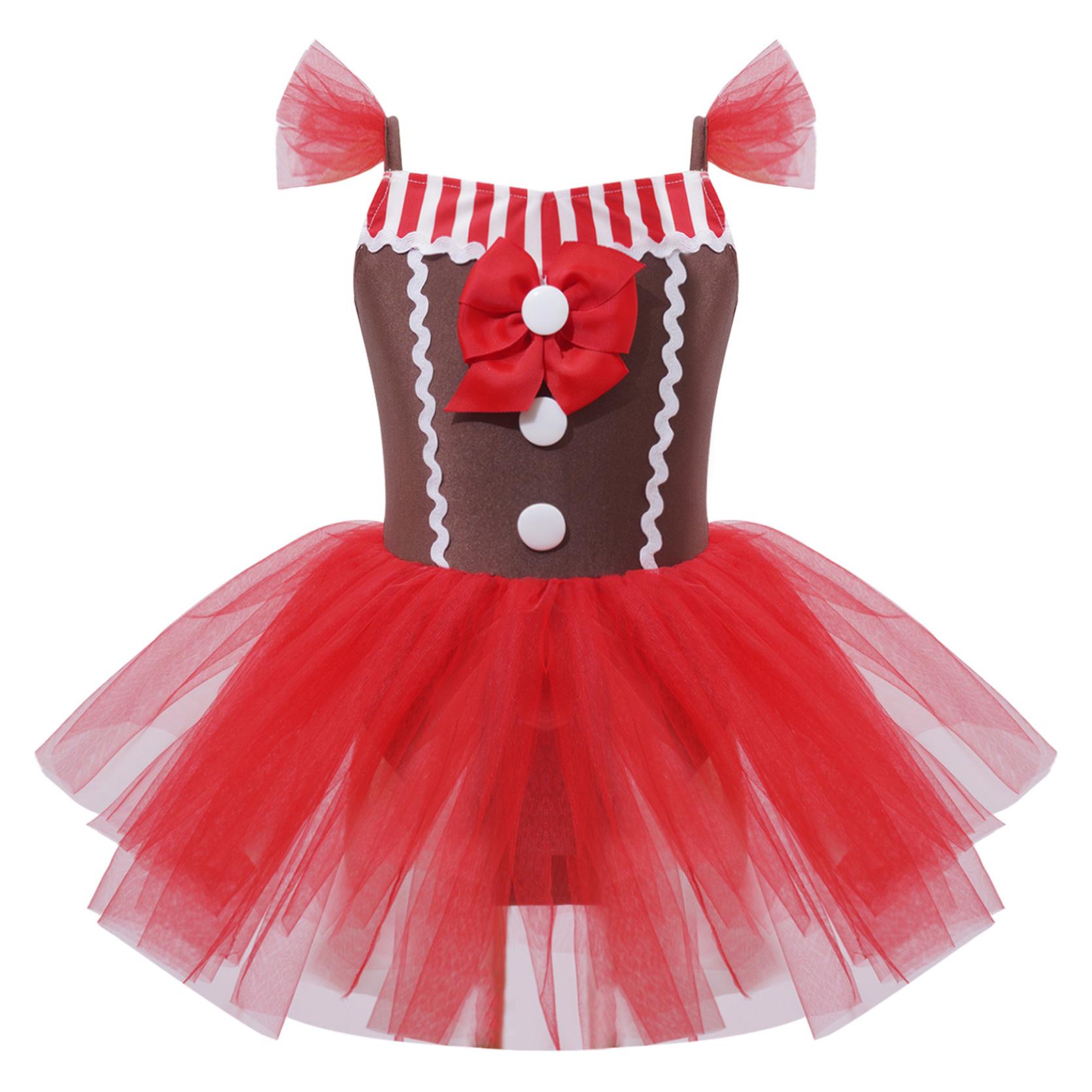 IEFiEL Kinderen Meisjes Kerst Kerstman Kostuum Dans Jurk Mouwloze Ballet Tutu Jurk Danskleding
