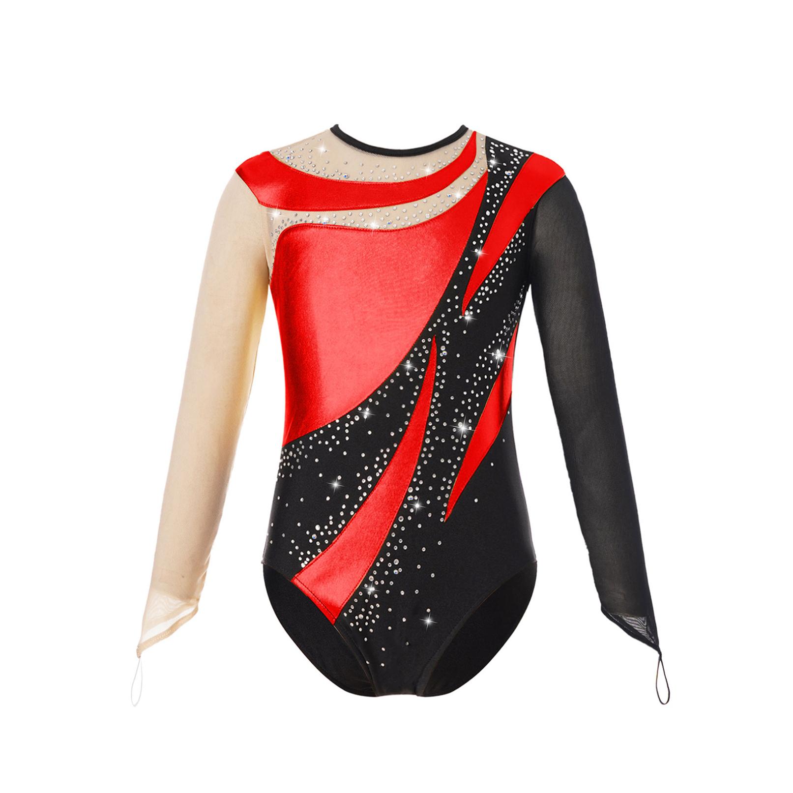 Yeahdor Meisjes gymnastiek turnpakje met lange mouwen, eendelige outfits, balletdansbodysuit, danskleding 9-10 Years