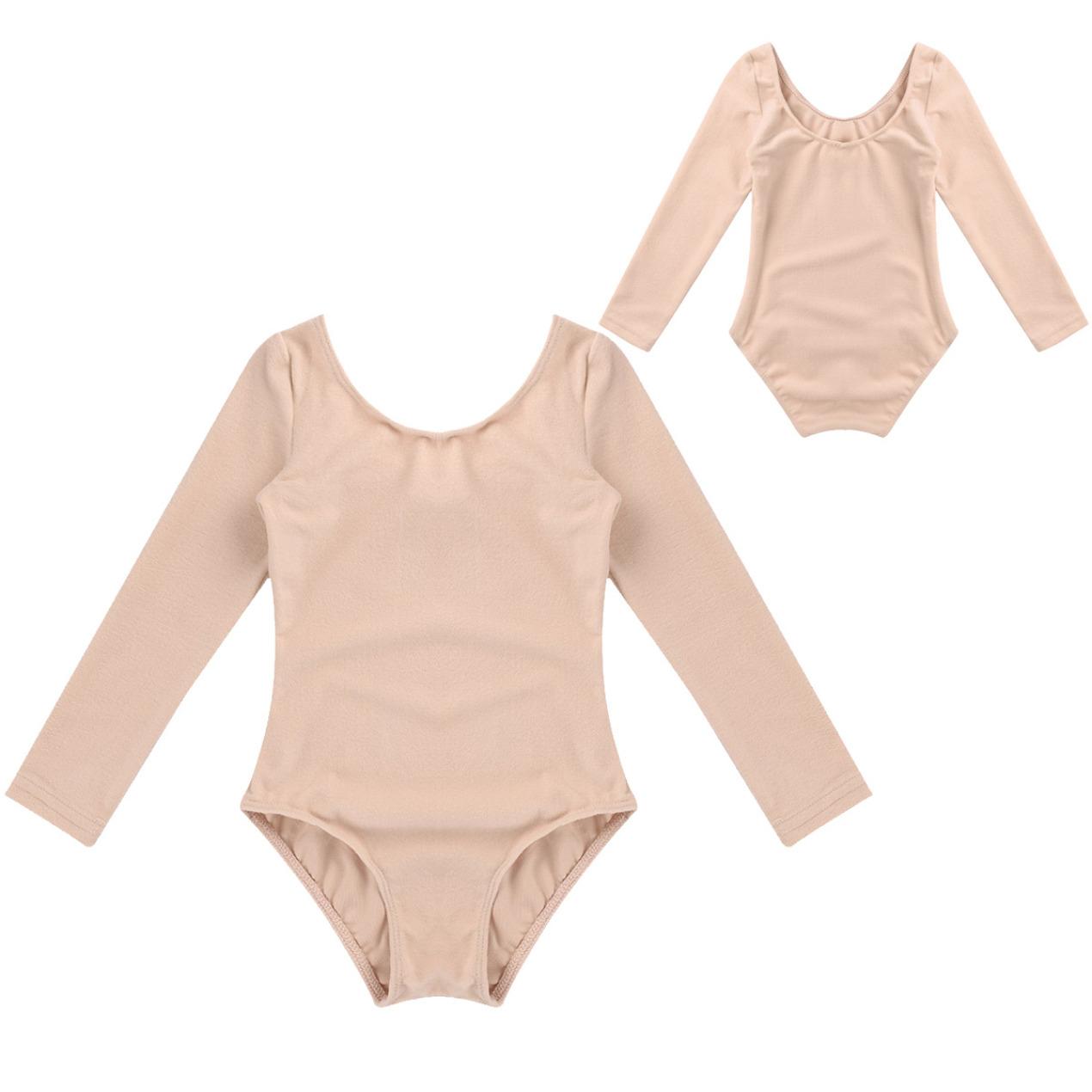 IEFiEL Peuter Kinderen Meisjes Gymnastiek Ballet Lange Mouw Leotard Tutu Rok Danskleding Kostuum 7-8 Years abrikoos
