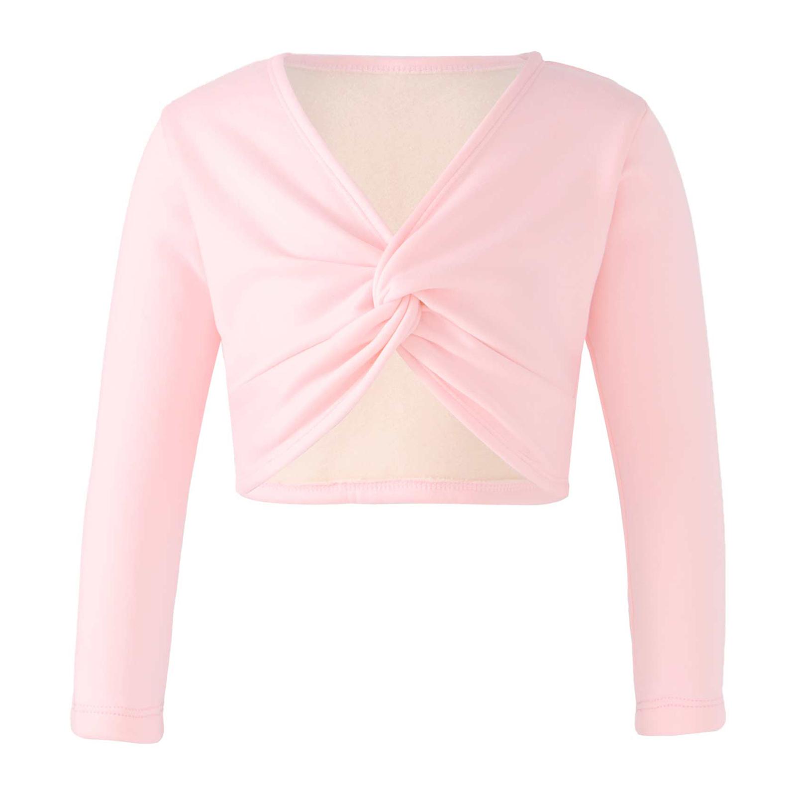 Sxiwei Kinderen Meisjes Klassiekers Knoop Ruch Stijl Wrap Tops Ballet Dans Gymnastiek Vest met lange mouwen 7-8 Years