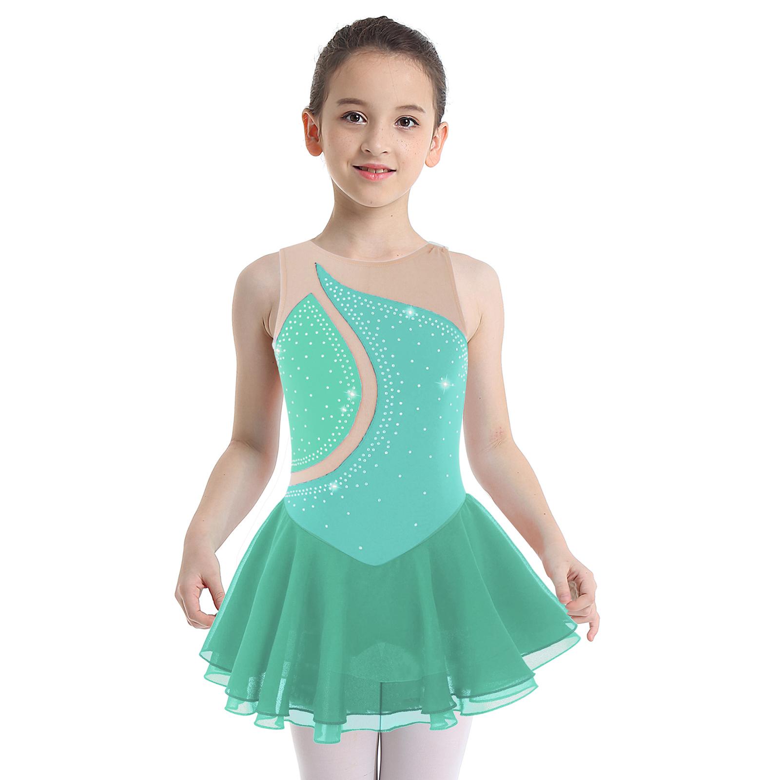 ZDHoor Kunstschaatsjurk voor kinderen Schaatsen Competitiekleding Meisjes Balletdansjurken 7-8 Years