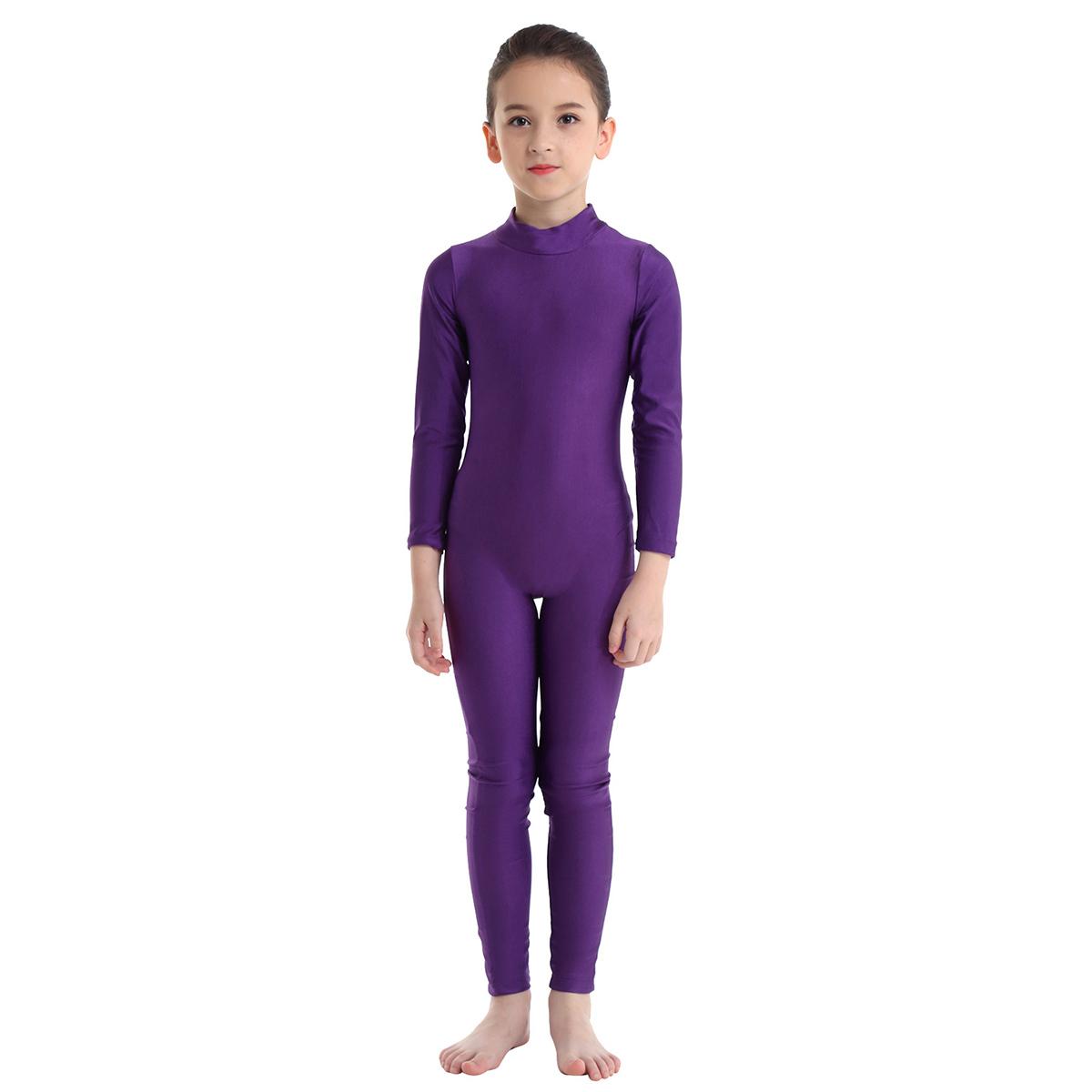 Sxiwei Kinderen meisjes lange mouw dans gymnastiek turnpakje unitard volledige lengte bodysuit kostuum danskleding 11-12 Years