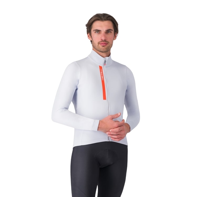Castelli Entrata Thermal fietsshirt lange mouw silver grey/brilliant orange heren
