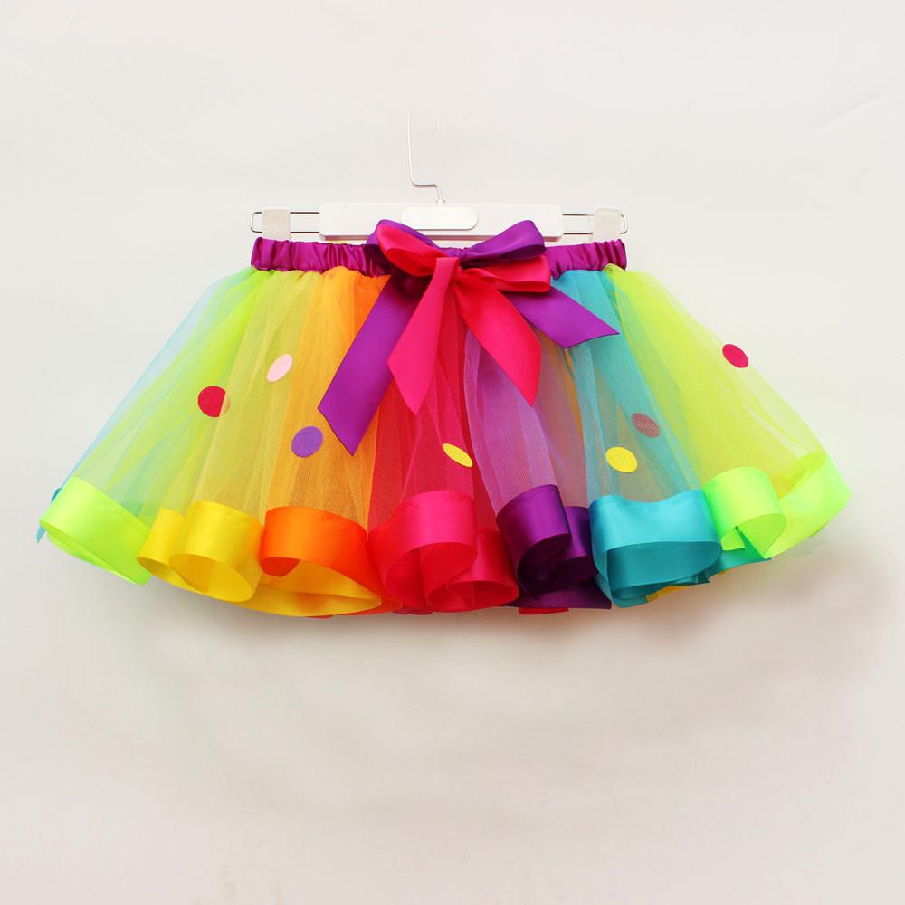 Tabajw KPARK Meisjes Kids Tutu Tule Party Dance Ballet Peuter Rainbow Baby Kostuum Rok L