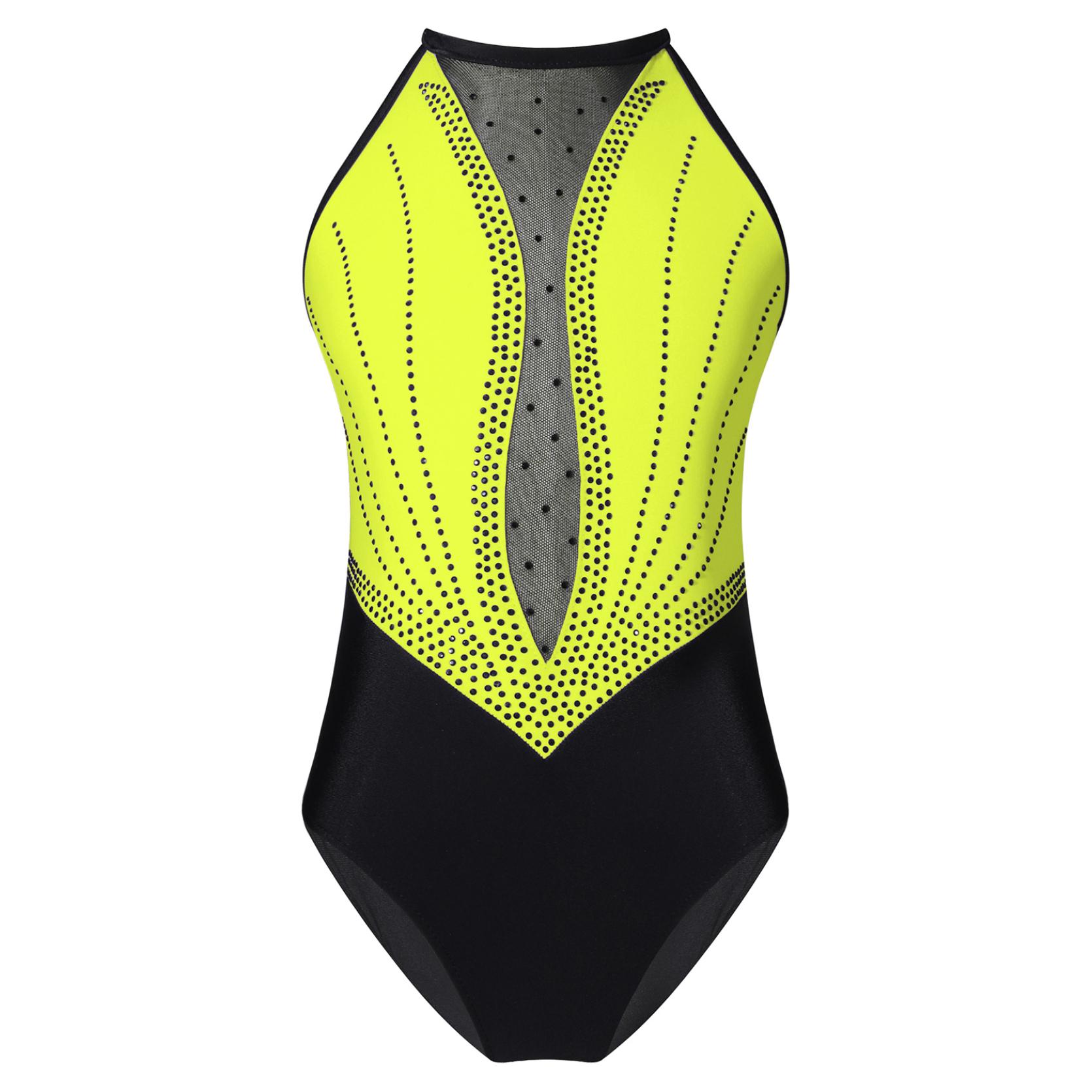 IEFiEL Kinderen meisjes ballet dans turnpakje mouwloze gymnastiek workout bodysuit glanzende strass backless danskostuums 7-8 Years