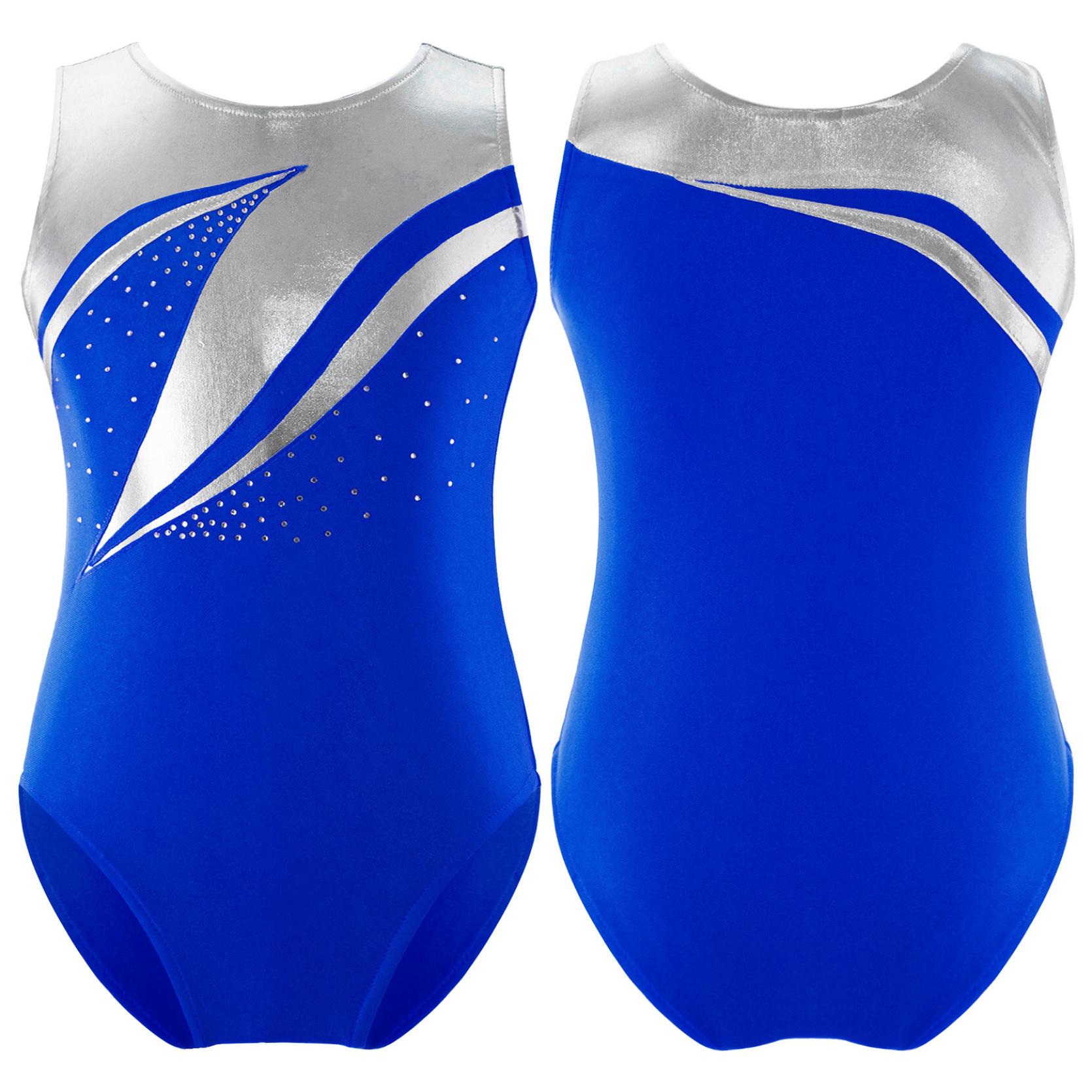 IEFiEL 2 Meisjes Gymnastiek Maillots Glanzend Strass Bronzing Doek Danskleding Eéndelig Schaatsbodysuit 13-14 Years