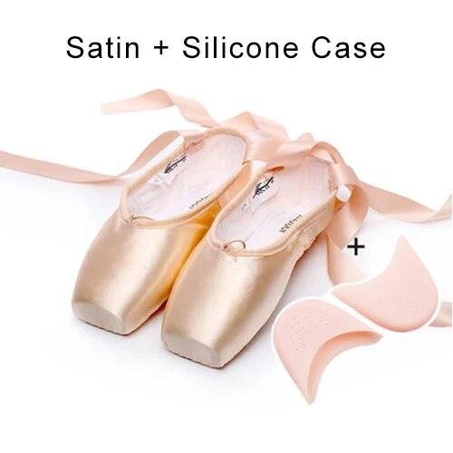 Saiya shoe Professionele balletpointe-schoenen canvas satijn roze zwart rode ballerina voor dansvoorstelling met teenkussen 45
