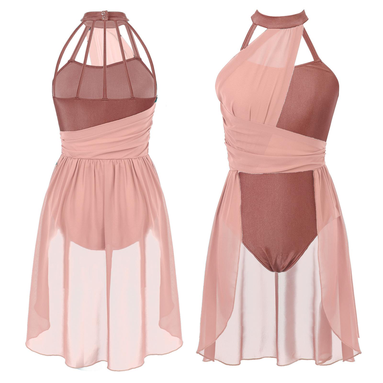 YOOJIA Vrouwen Ballet Dans Jurk Volwassen Gymnastiek Lyrische Hedendaagse Dans Ballerina Kostuums Kleding Stage Performance Turnpakje Jurk S oranje